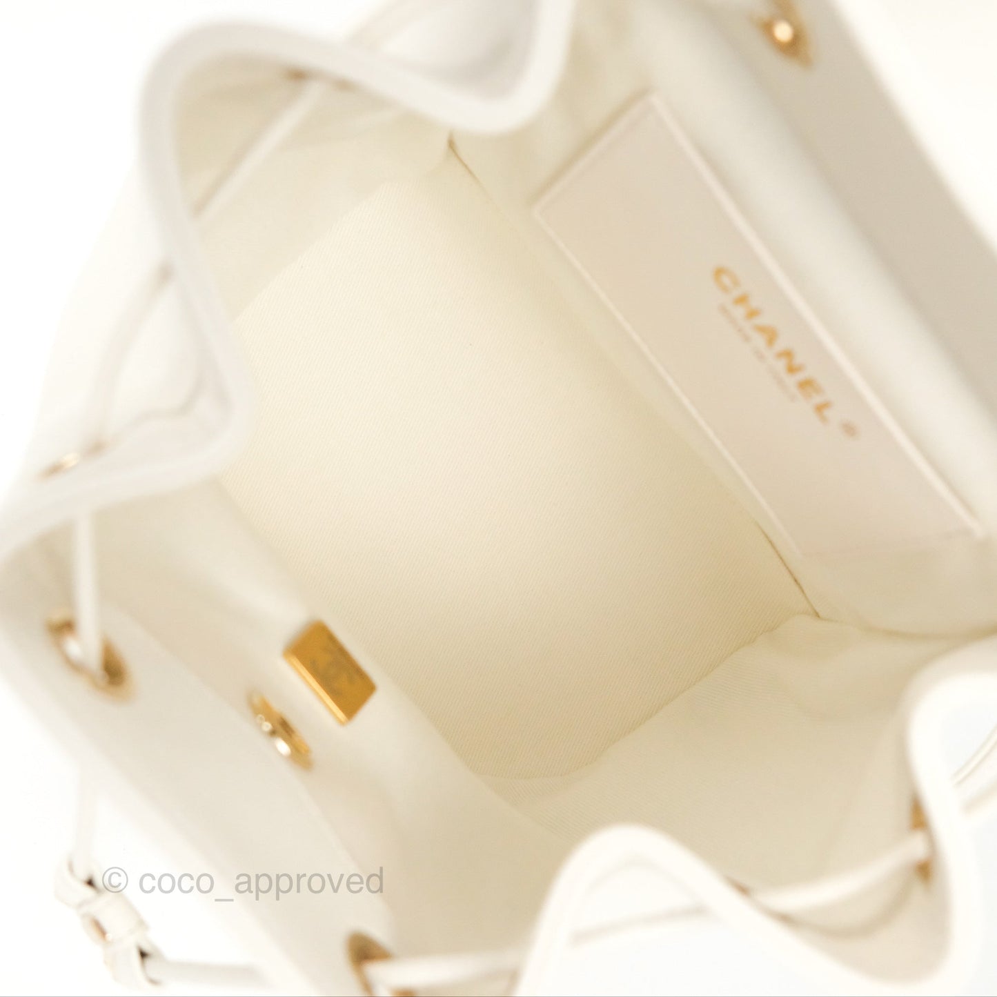 Chanel Mini Business Affinity Backpack White Caviar Gold Hardware 22B