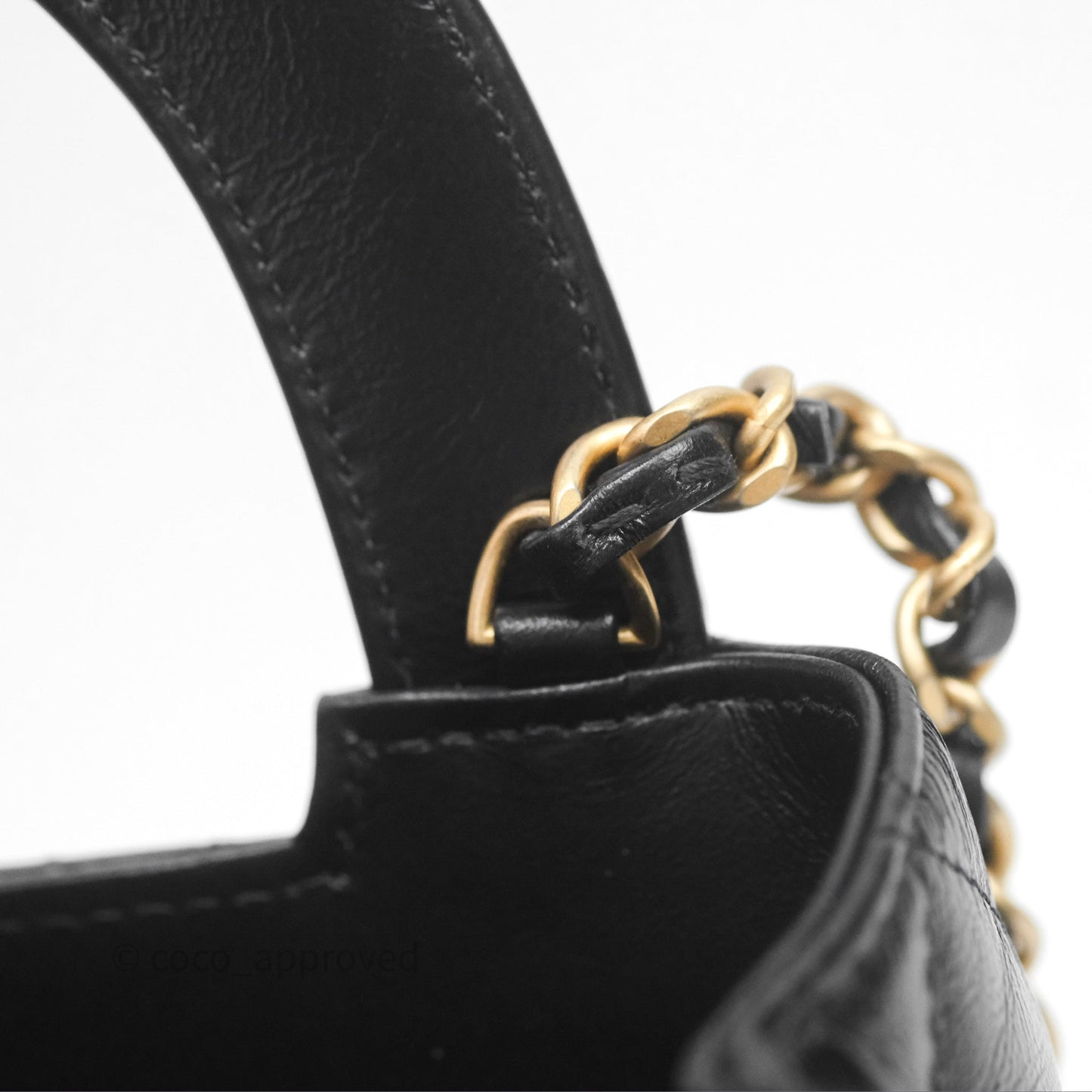 Chanel Kelly Bag Quilted Black Shiny Crumpled Calfskin Aged Gold Hardware