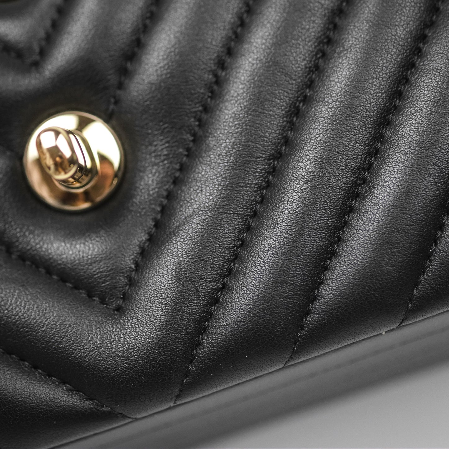 Chanel Small Classic Flap Chevron Black Lambskin Gold Hardware