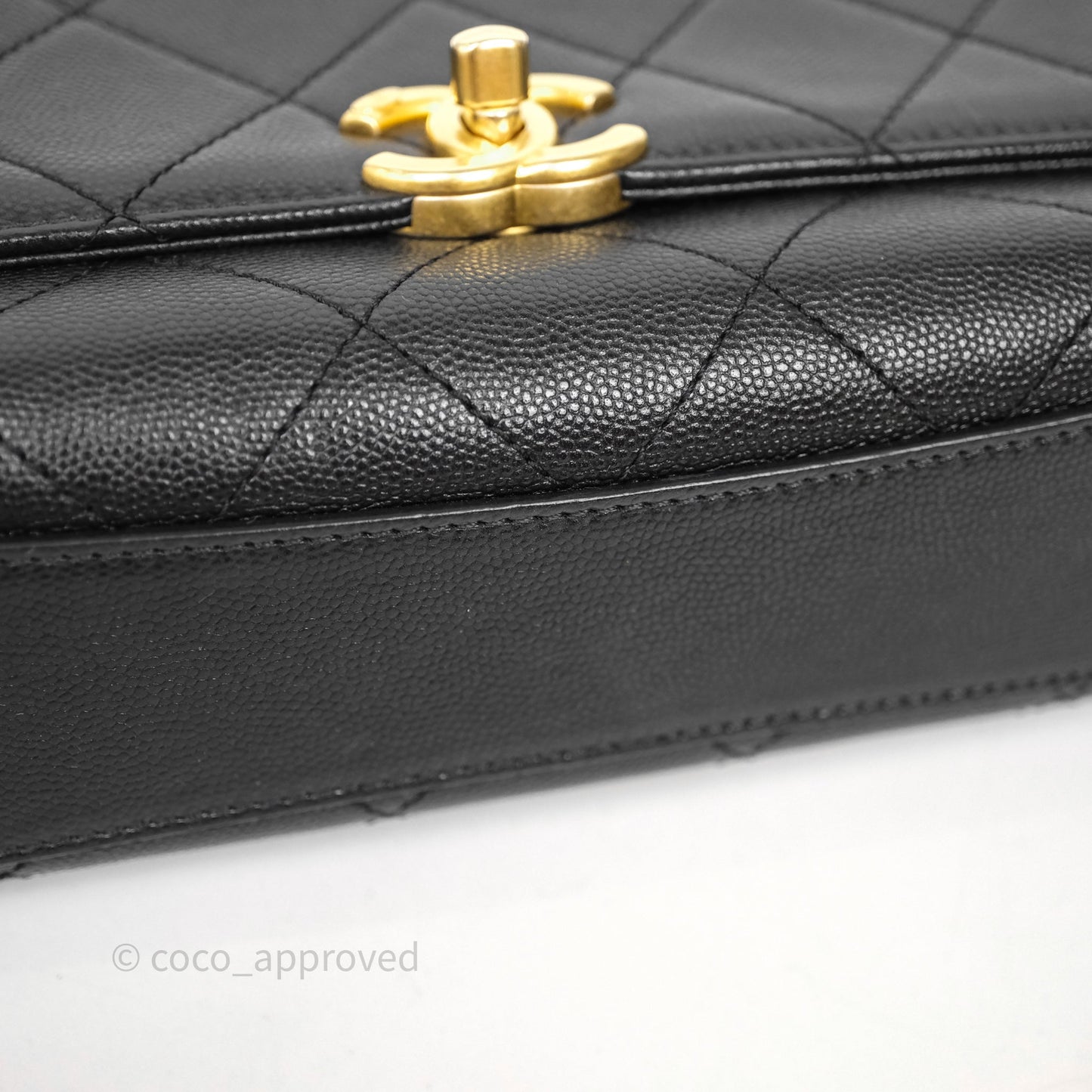 Chanel Mini Bracelet On Chain Flap Bag Flat Quilted Black Caviar Aged Gold Hardware