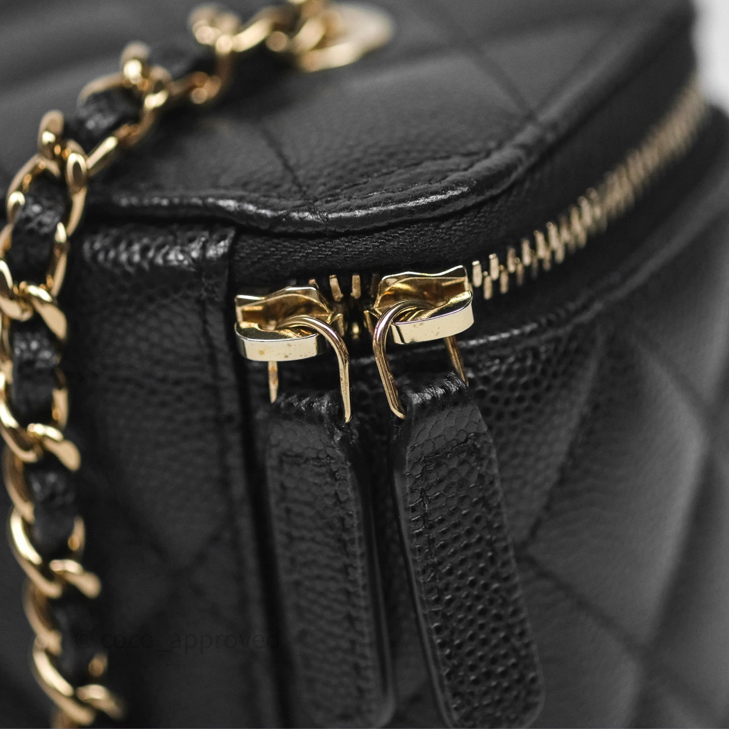 Chanel Vanity Rectangular With Chain Black Caviar Gold Hardware