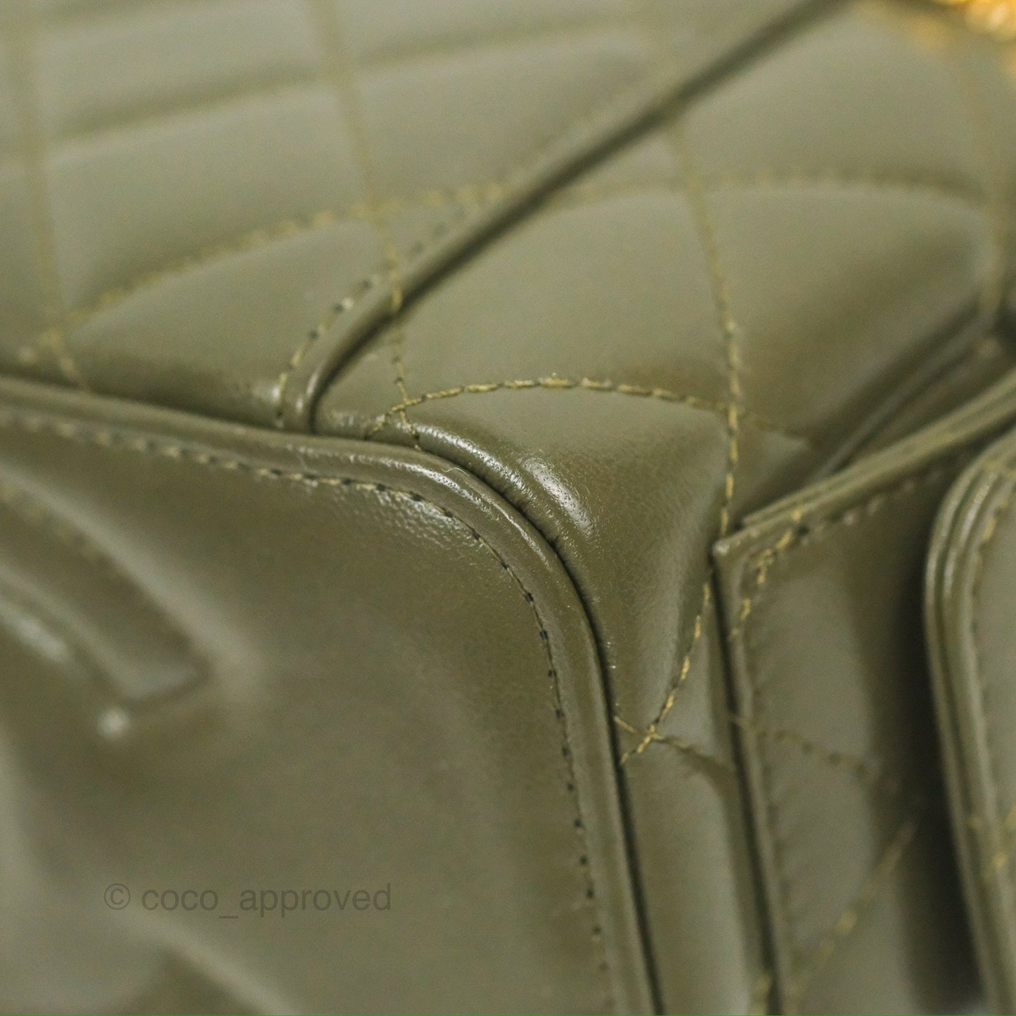 Chanel Cargo Pocket Top Handle Vanity with Chain Khaki Green Lambskin 22K