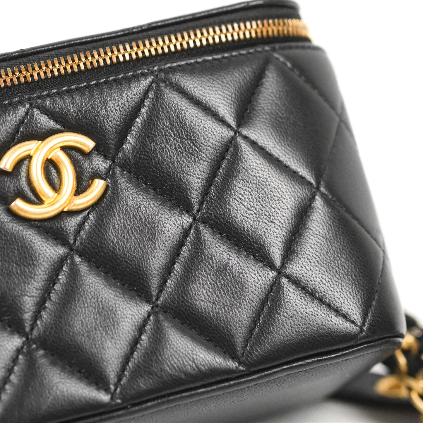 Chanel Vanity With Chain Black Goatskin Aged Gold Hardware
