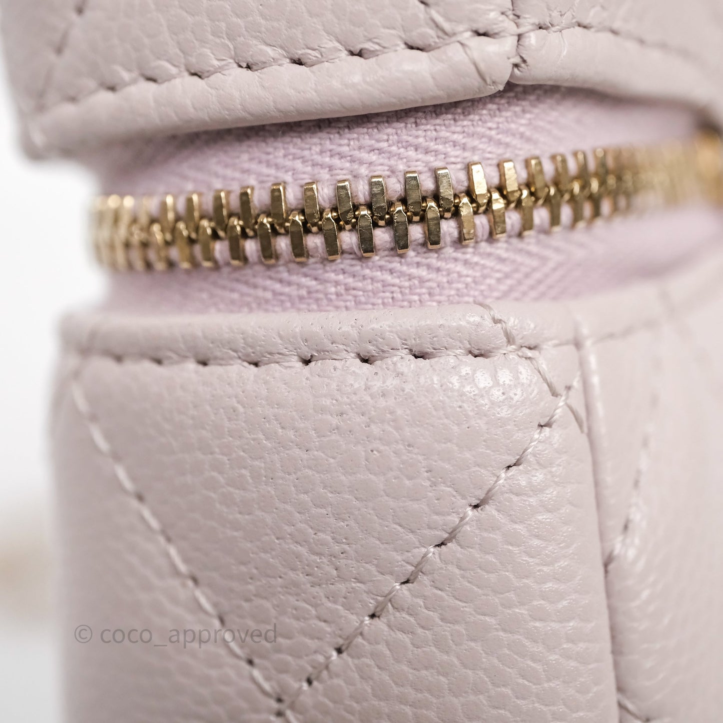 Chanel Top Handle Long Vanity with Chain Lilac Caviar Gold Hardware
