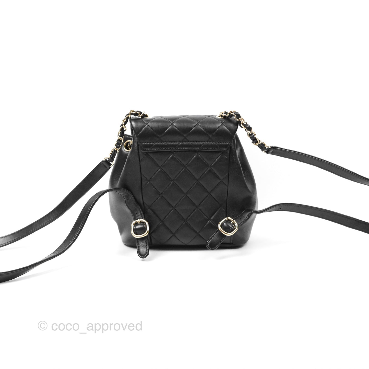 Chanel Quilted Small Duma Drawstring Backpack Black Lambskin Gold Hardware
