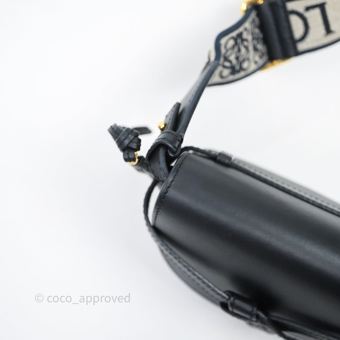 Loewe Mini Gate Dual Bag in Soft Calfskin & Jacquard Strap Black