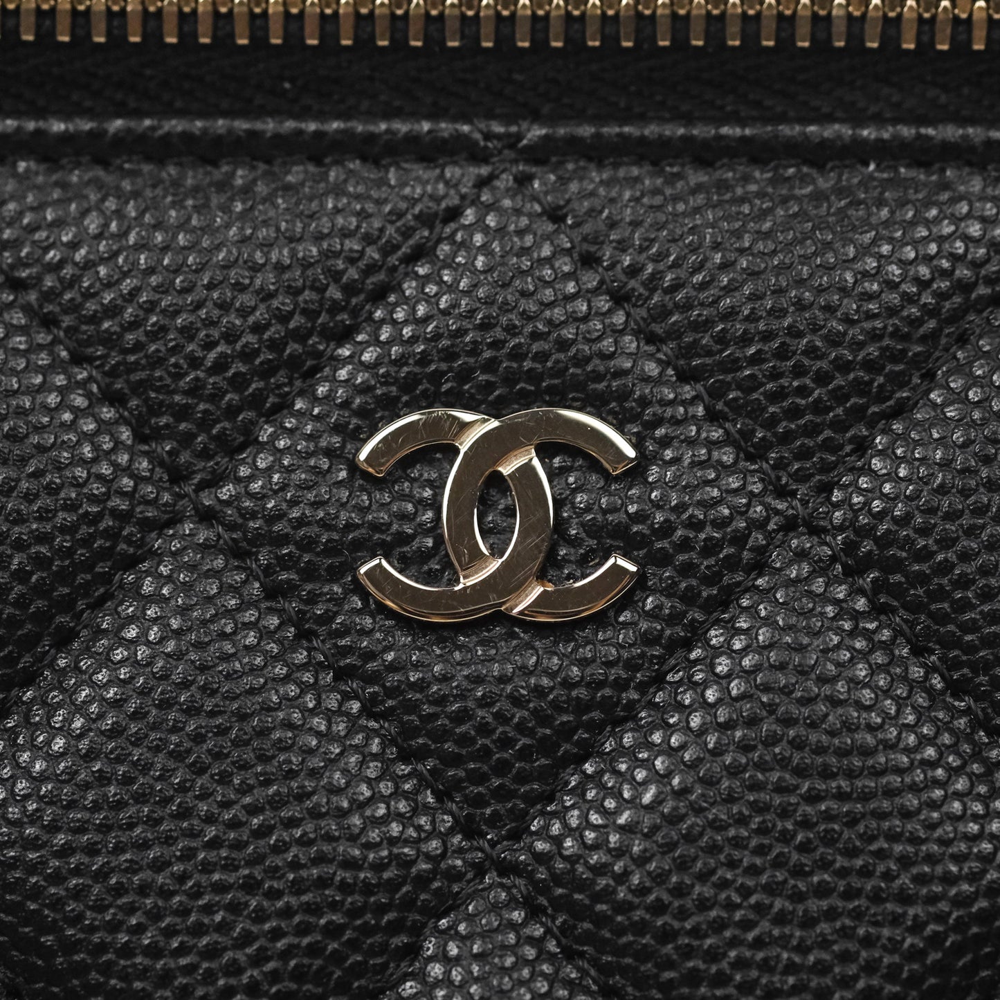 Chanel Vanity Rectangular With Chain Black Caviar Gold Hardware