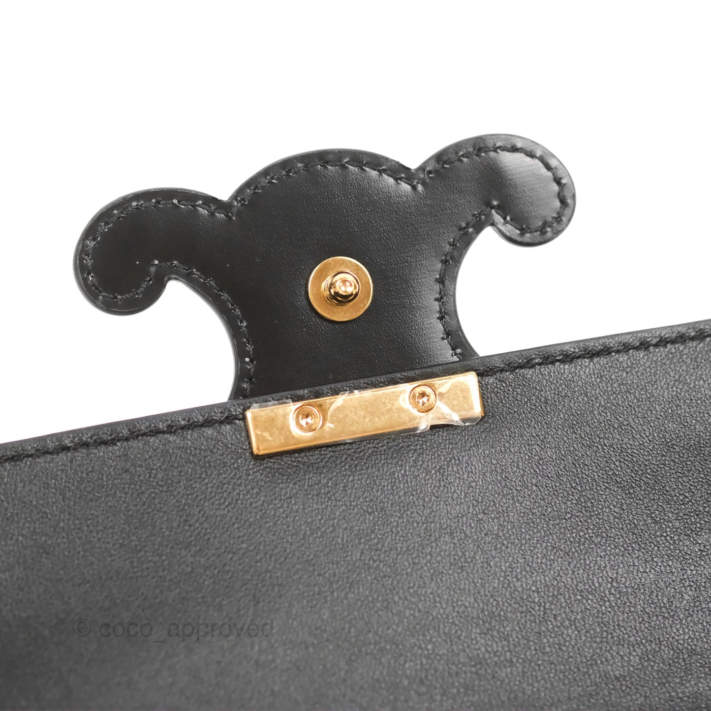 Celine Triomphe Chain Shoulder Bag Black Shiny Calfskin