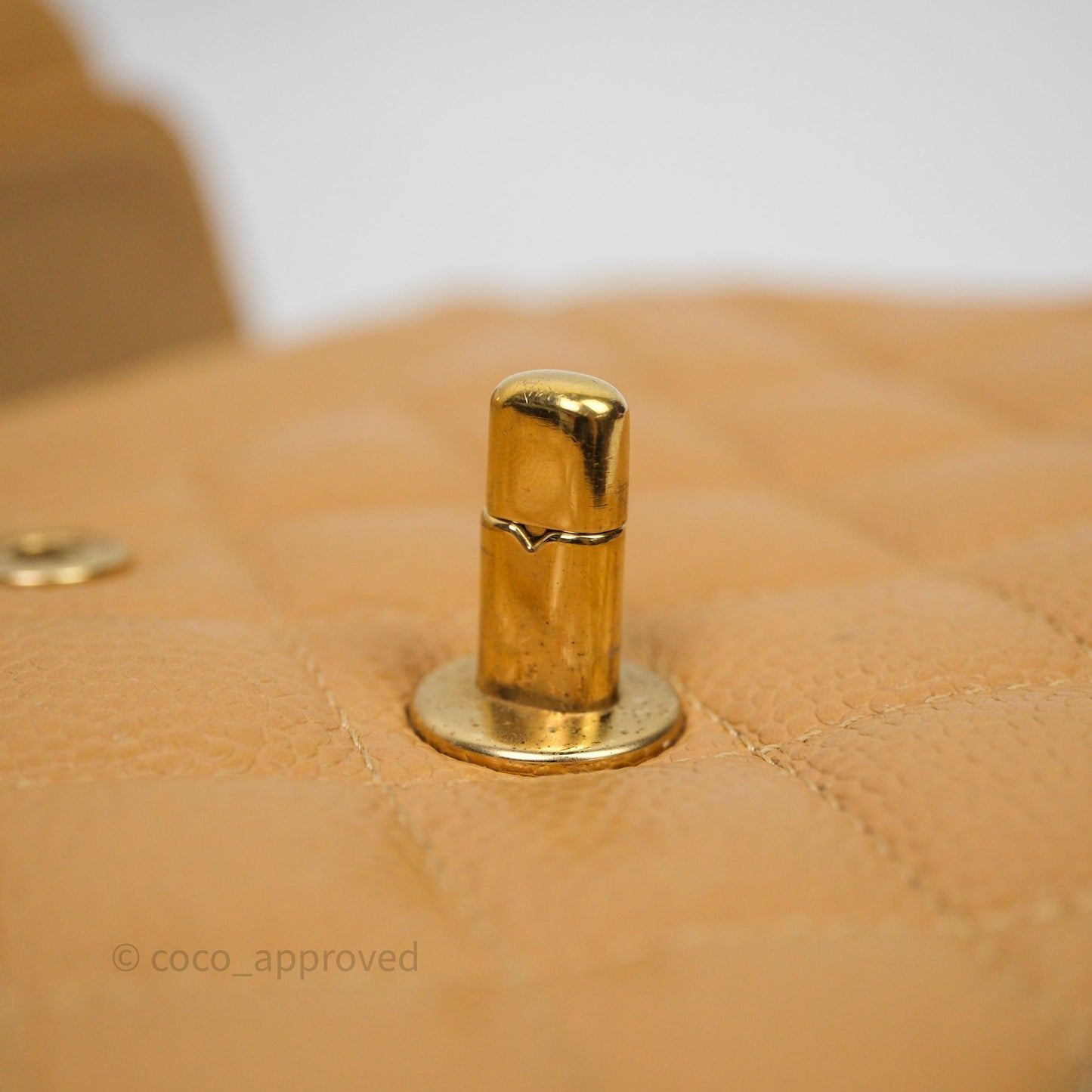 Chanel Vintage Small Classic Flap Beige Claire Caviar 24K Gold Hardware