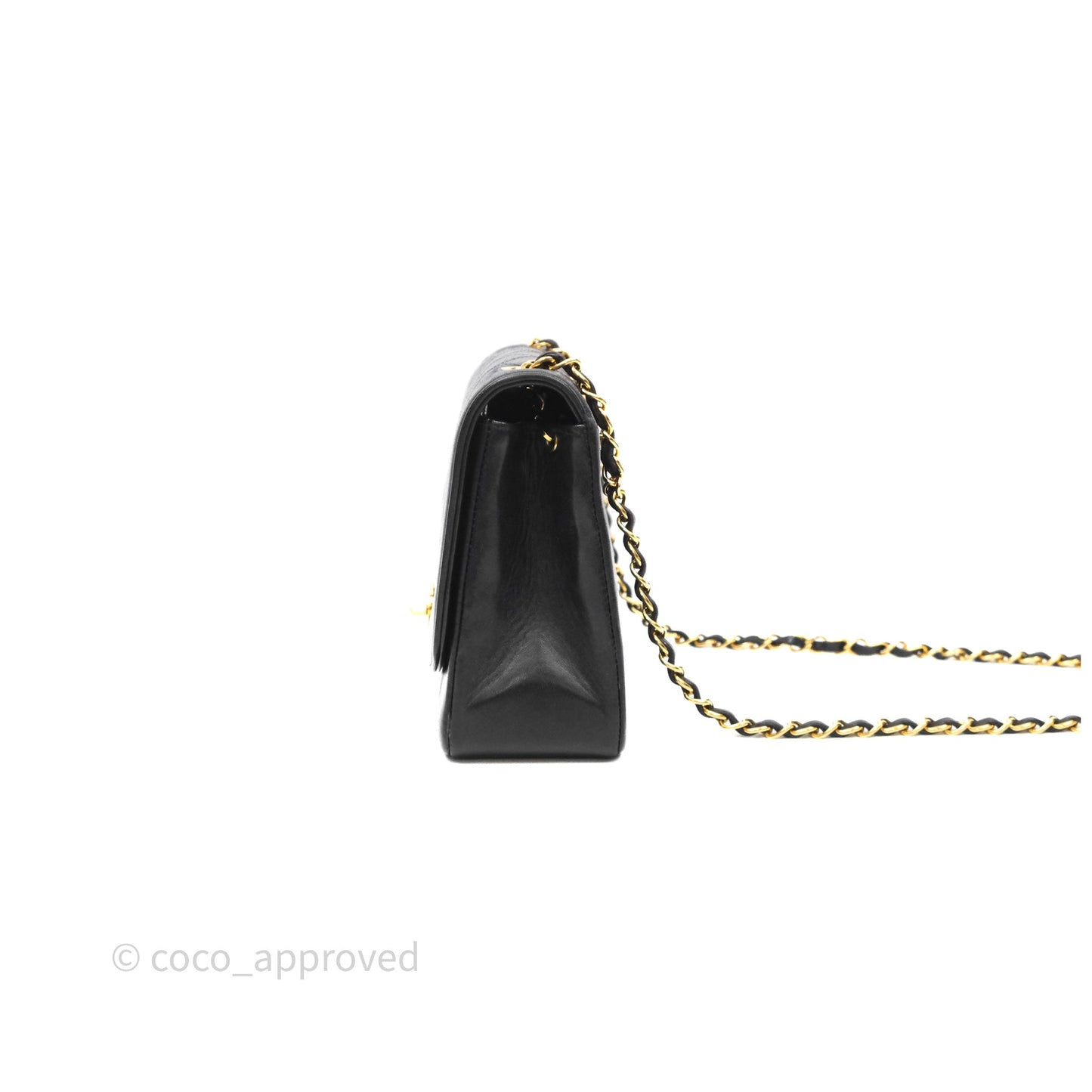 Chanel Vintage Medium Classic Diana Flap Bag Black Lambskin 24K Gold Hardware