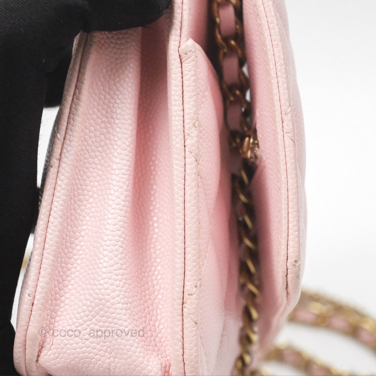 Chanel Quilted Classic Wallet on Chain WOC Pink Caviar Gold Hardware
