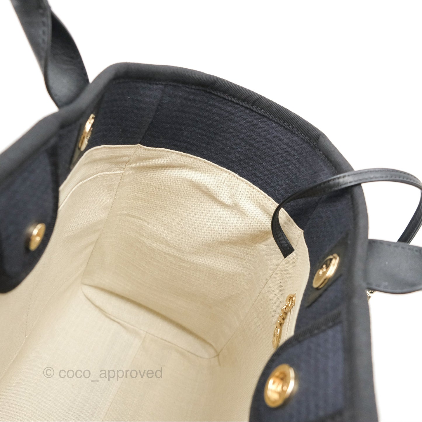 Chanel New Small Deauville Tote Dark Navy Cotton Raffia Logo