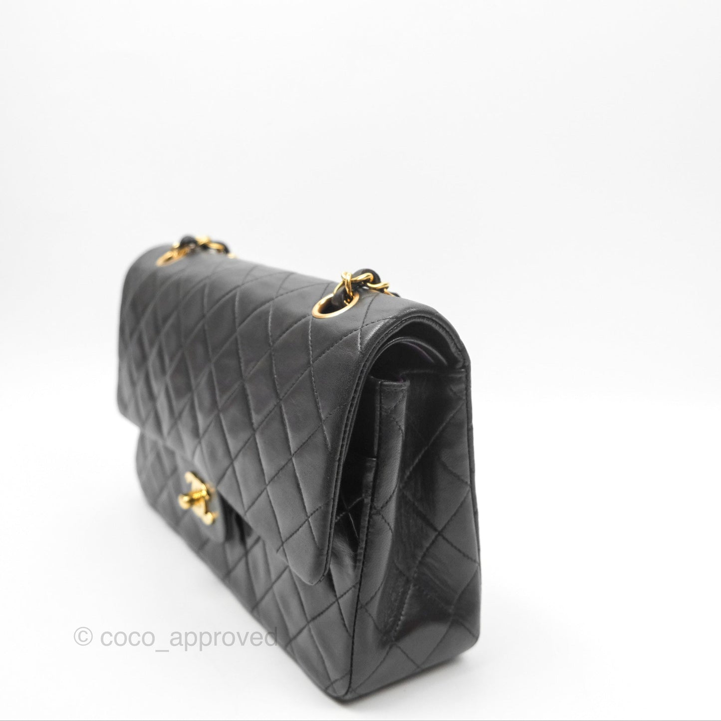 Chanel Vintage Classic Medium Flap Black Lambskin 24K Gold Hardware