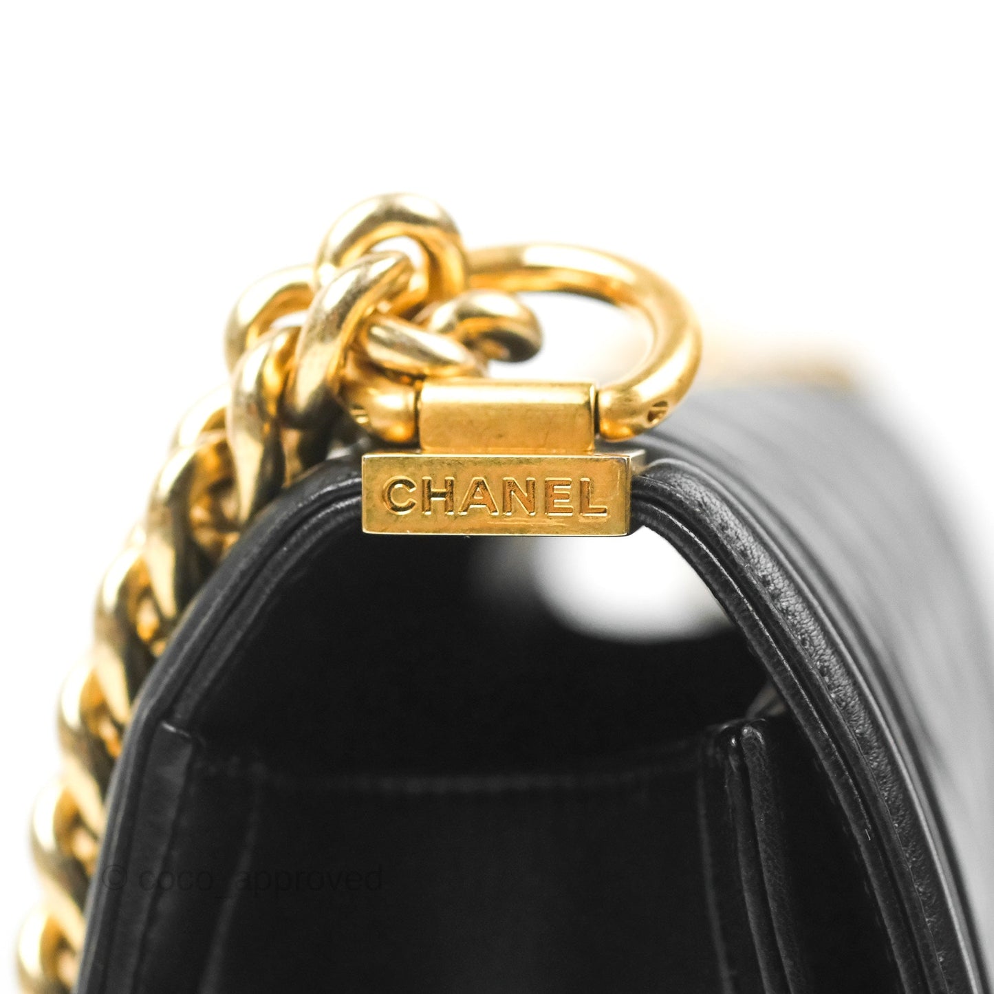 Chanel Quilted Medium Boy Black Lambskin Aged Gold Hardware