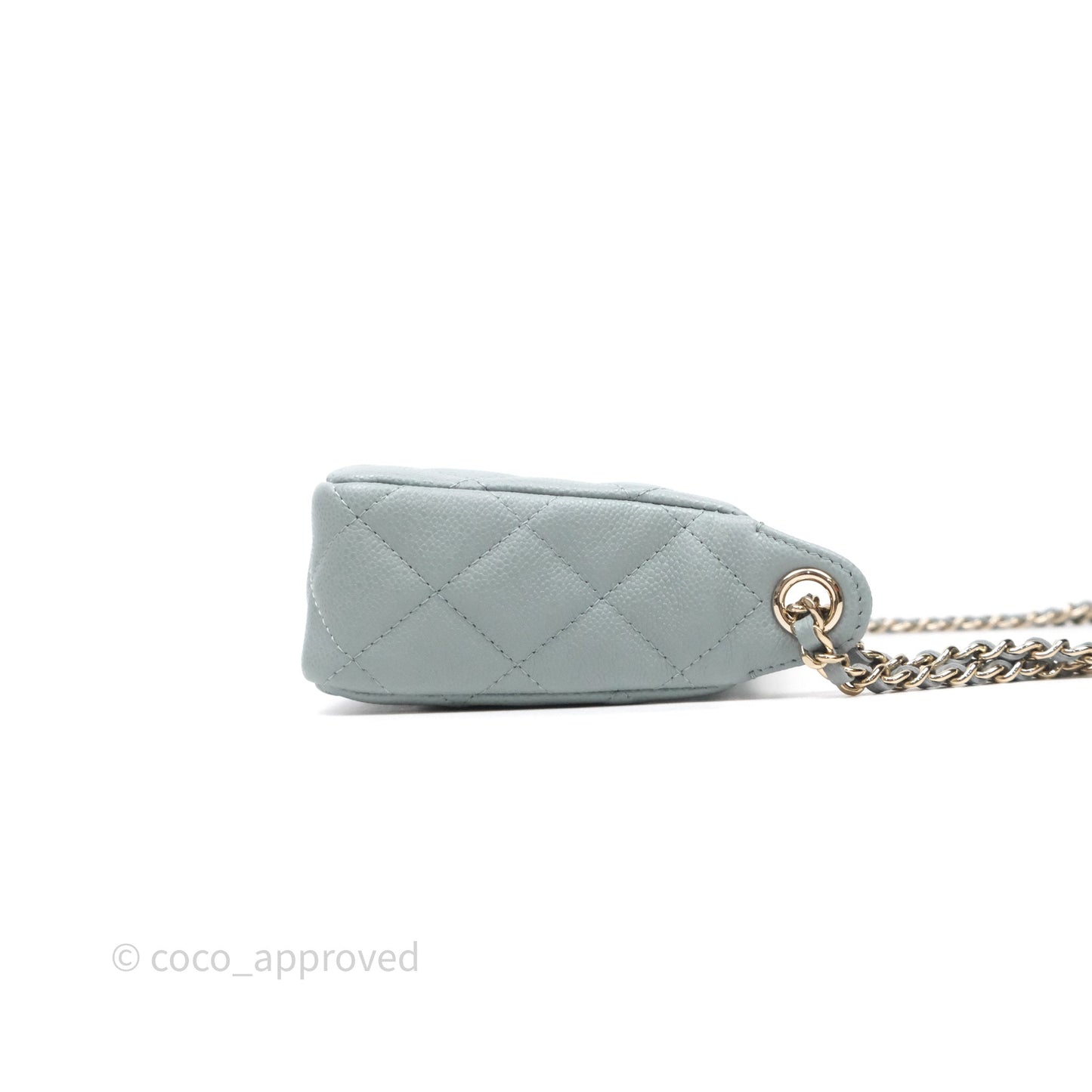 Chanel Clutch on Chain Tiffany Green Caviar Gold Hardware