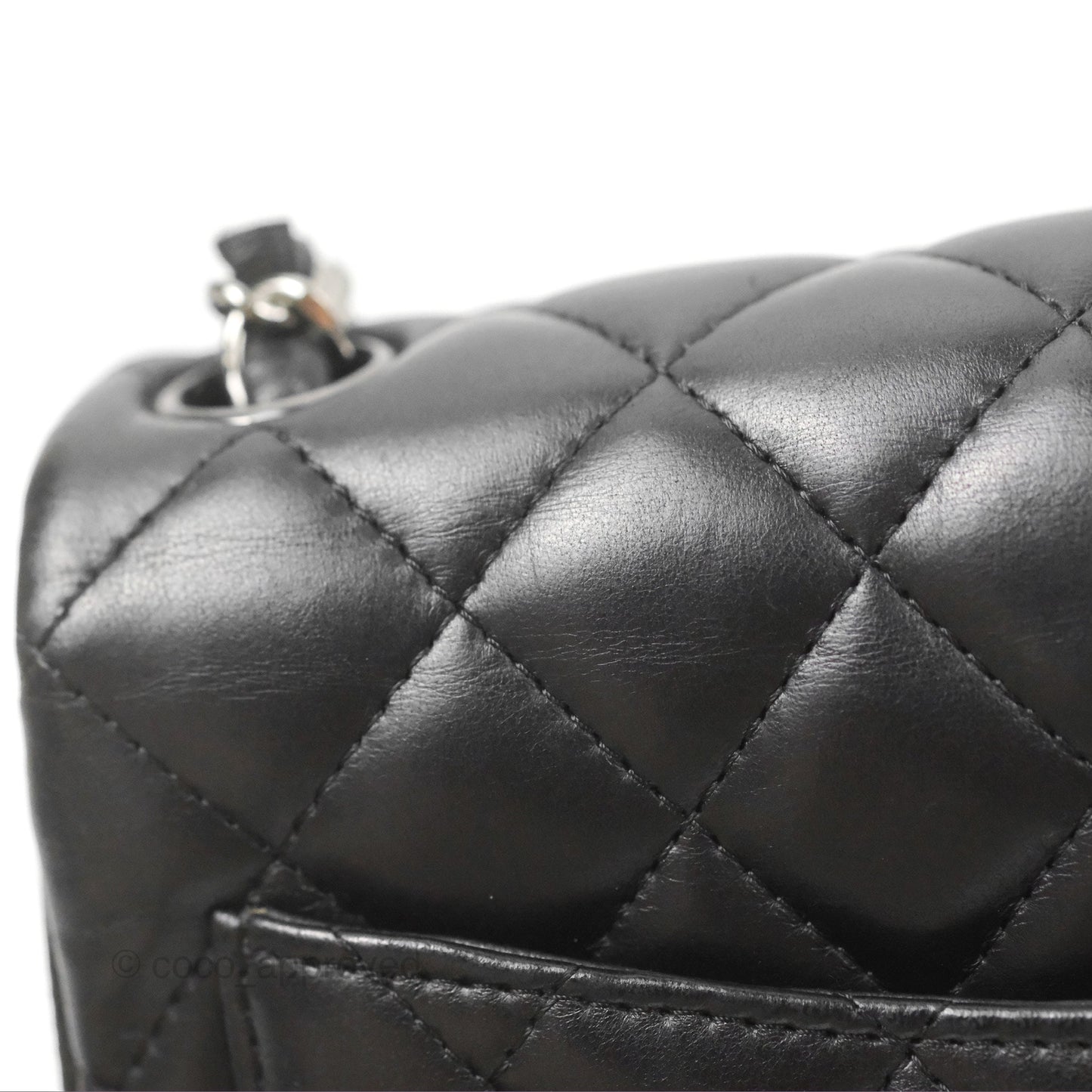Chanel Mini Square Black Lambskin Dark Silver Hardware