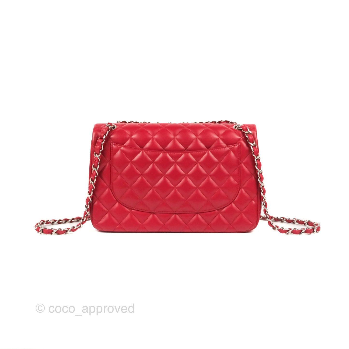 Chanel Jumbo Double Flap Red Lambskin Silver Hardware⁣⁣