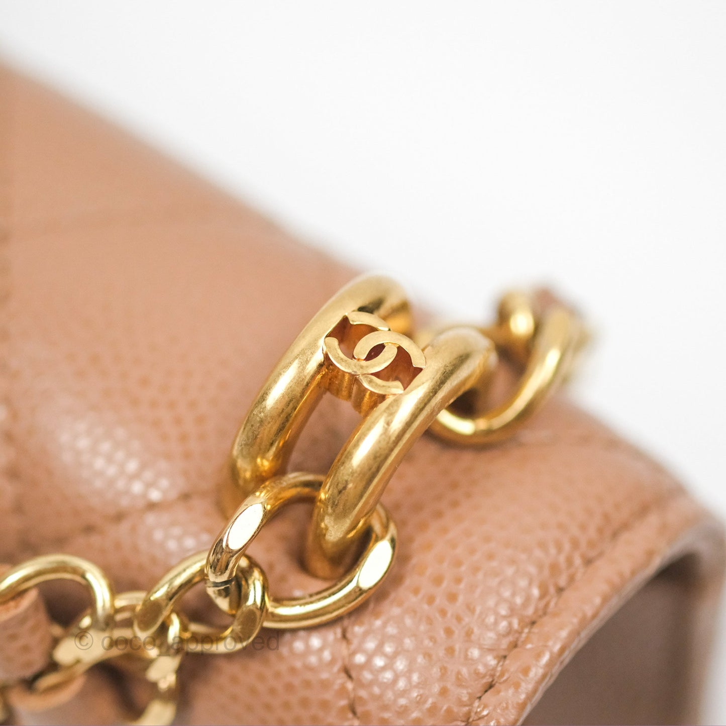 Chanel Coco First Phone Holder Dark Beige Caviar Gold Hardware 22K