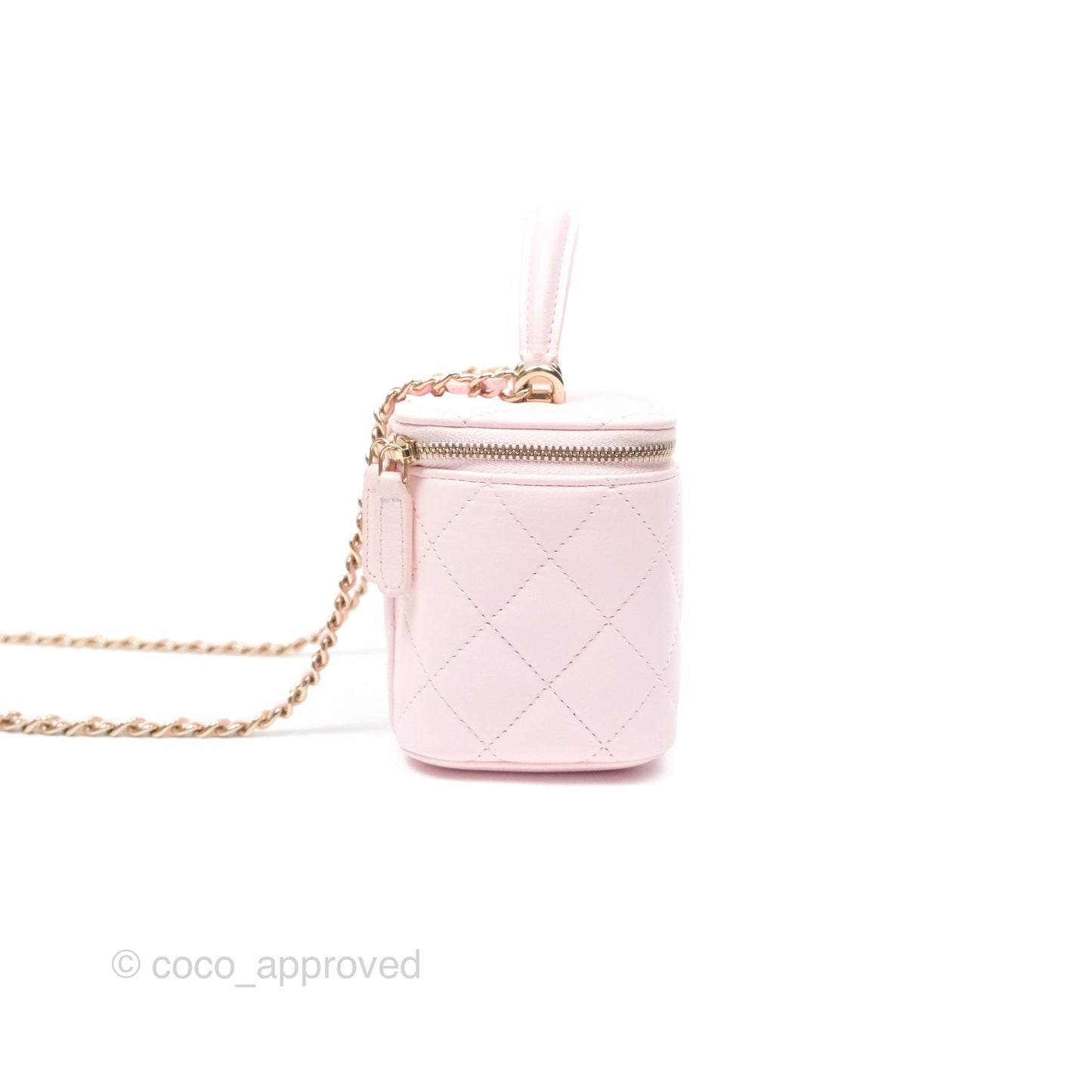 Chanel Vanity Rectangular Top Handle Light Pink Lambskin Gold Hardware