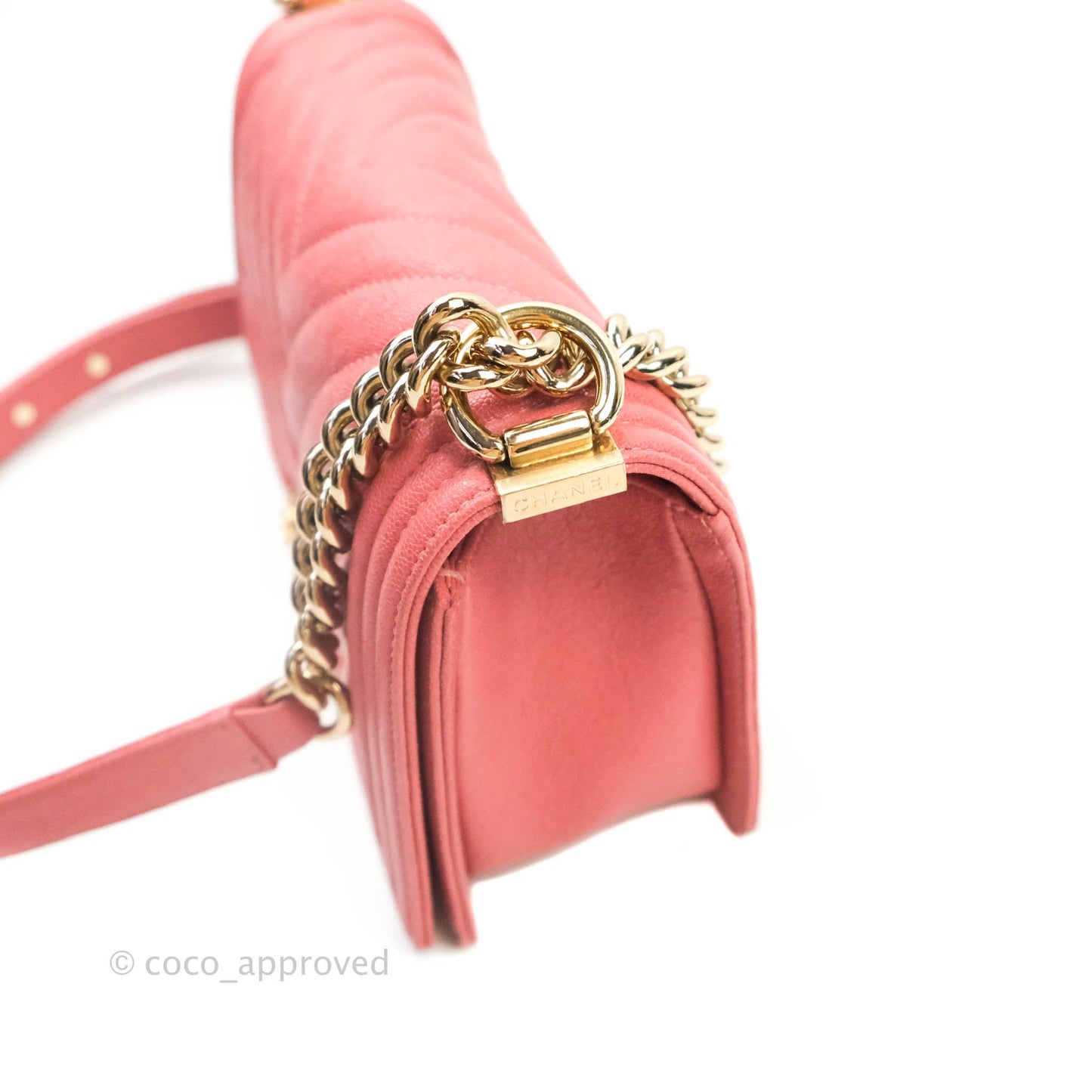 Chanel Boy Chevron Medium Pink Caviar Gold Hardware