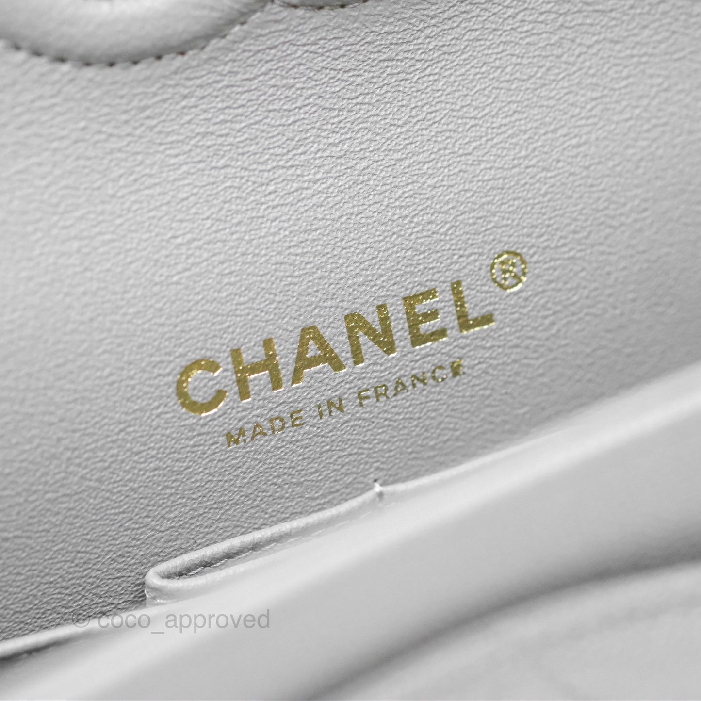 Chanel Small Classic Quilted Flap Grey Caviar Gold Hardware
