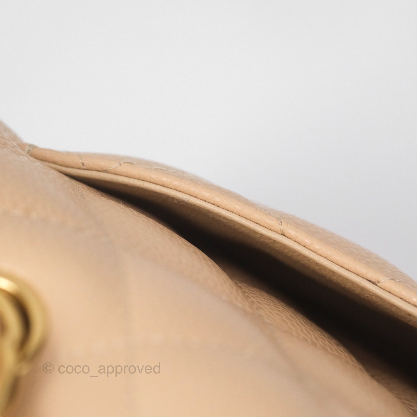 Chanel Jumbo Single Flap Quilted Beige Caviar Gold Hardware