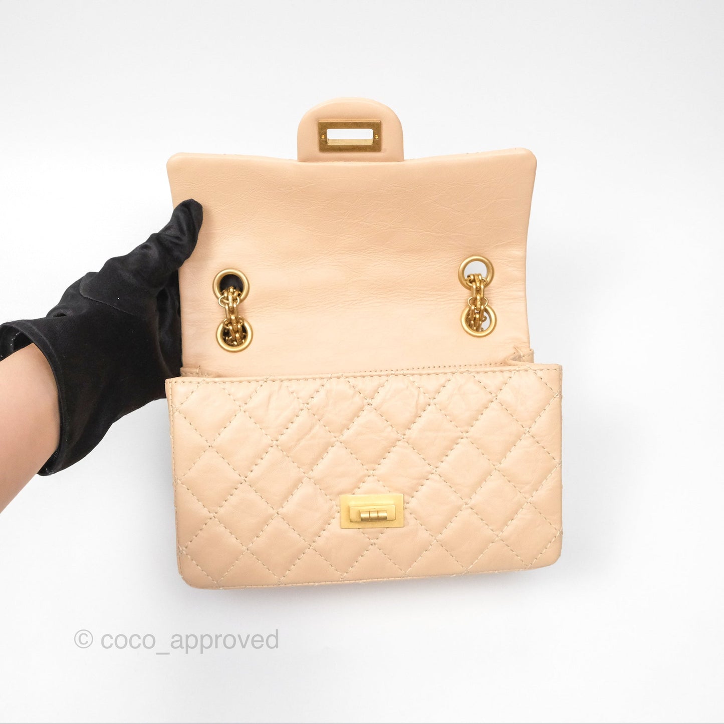 Chanel Mini Reissue 224 Beige Aged Calfskin Aged Gold Hardware