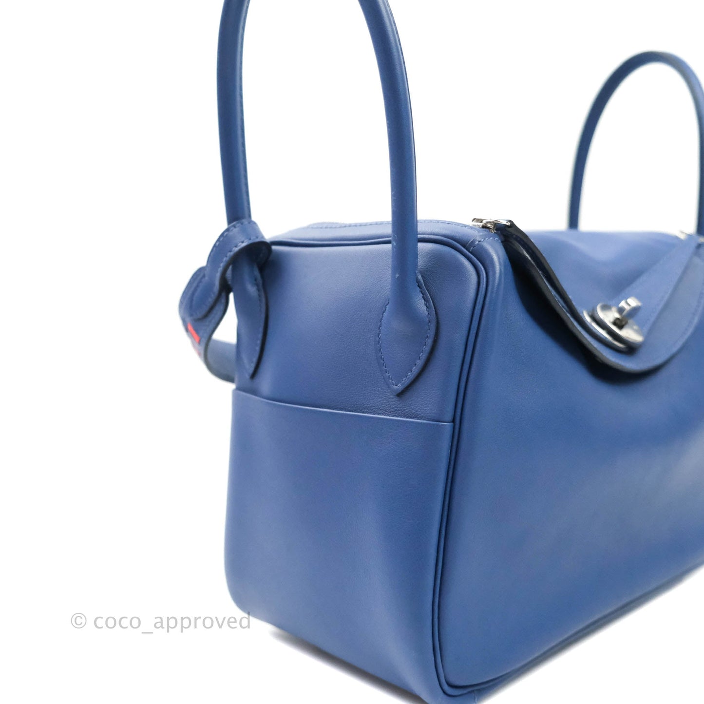 Hermès Lindy 26 Tressage de Cuir Swift Bleu Brighton Palladium Hardware