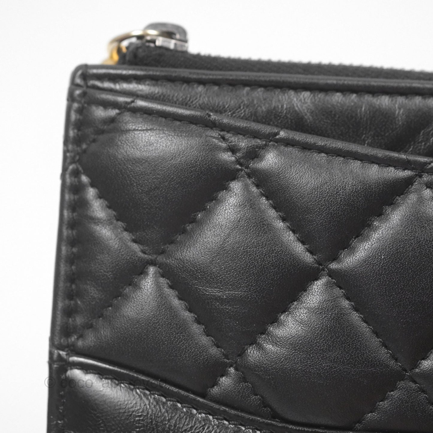 Chanel Quilted Gabrielle Zip Pouch Black Calfskin