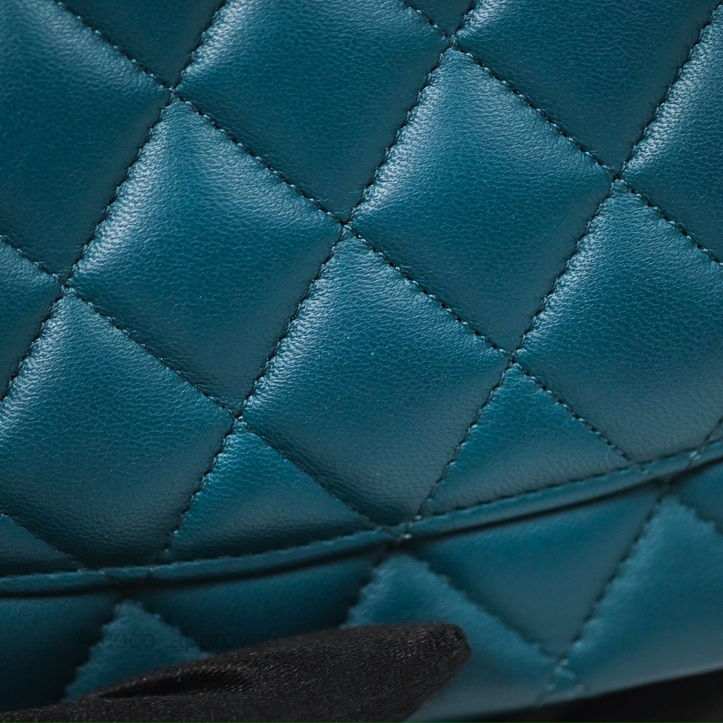 Chanel Classic M/L Medium Flap Quilted Teal Lambskin Silver Hardware
