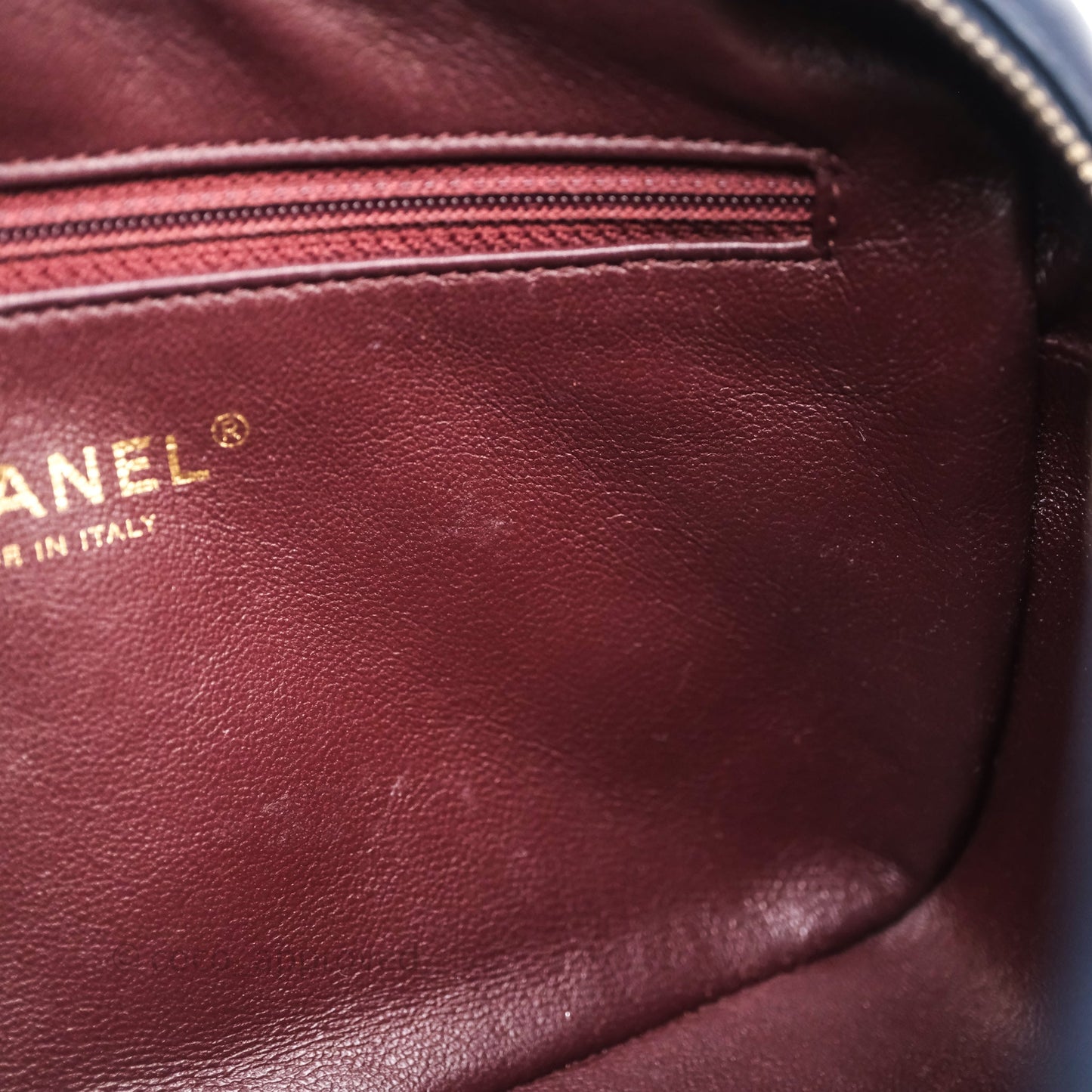 Chanel CC Camera Bag Quilted Navy Lambskin Aged Gold Hardware