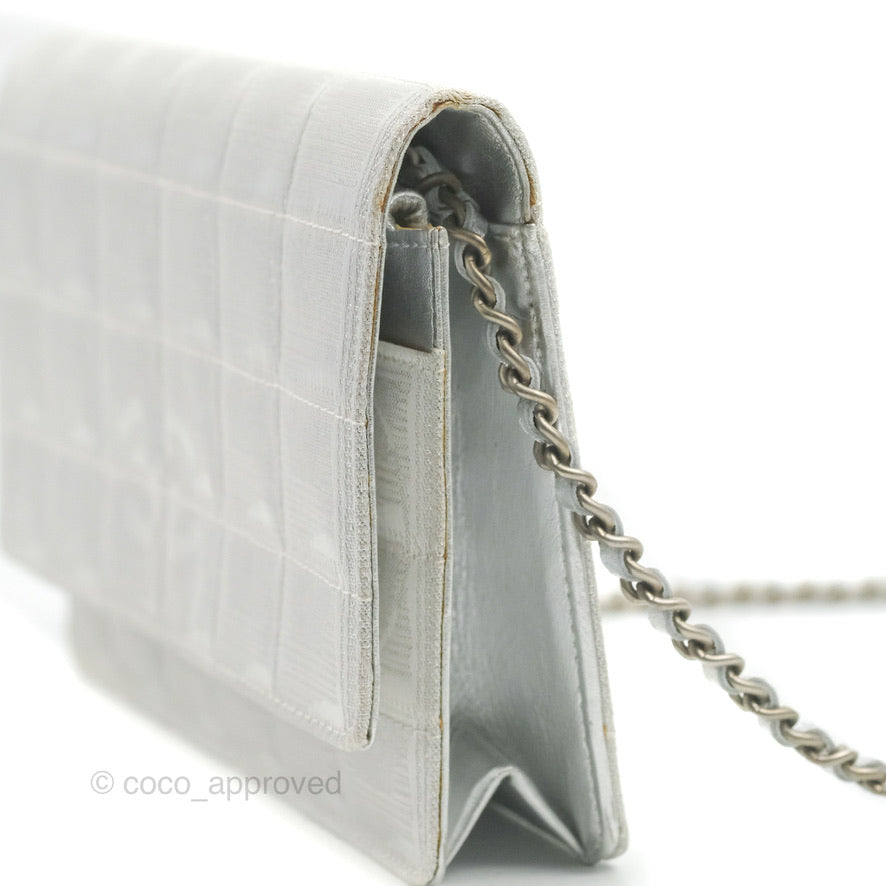 Chanel Vintage Wallet on Chain Silver Ice Cube Fabric