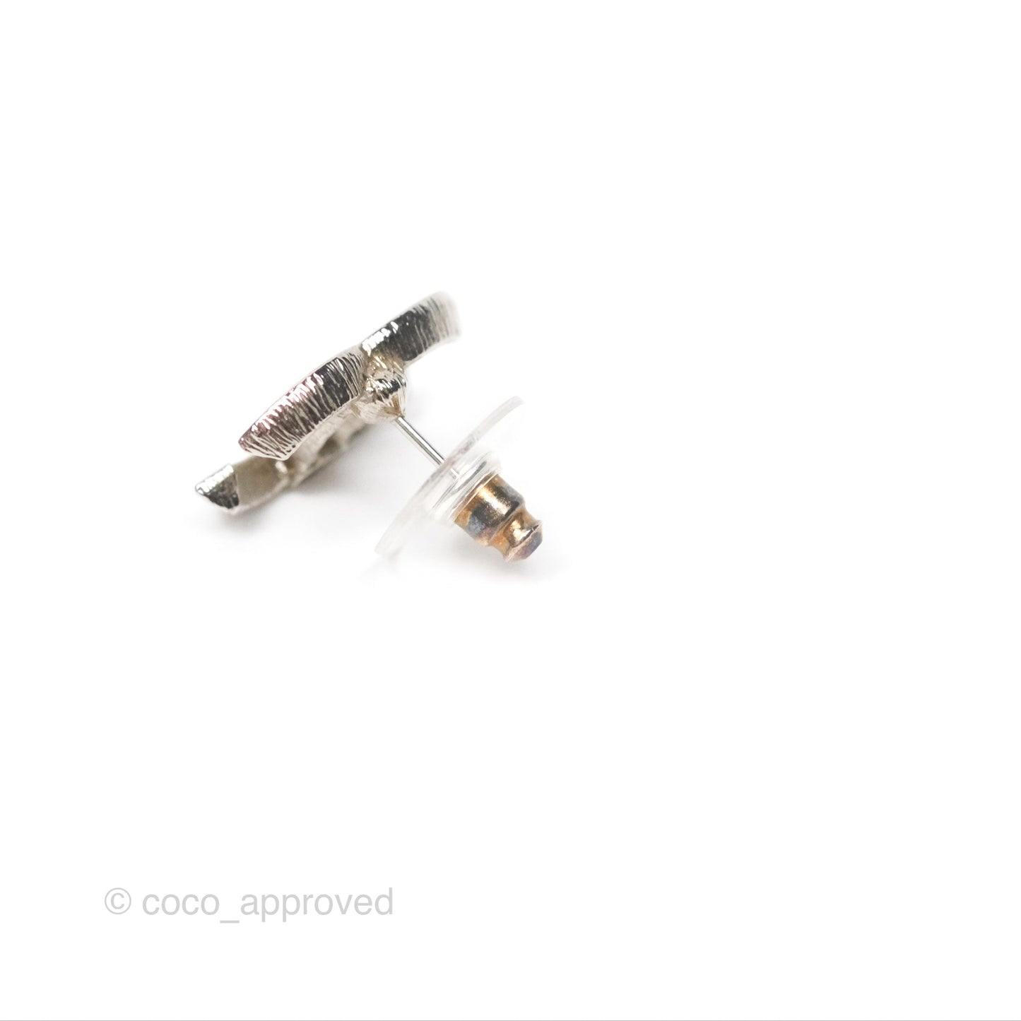 Chanel Crystal CC Earrings Silver Tone 23K
