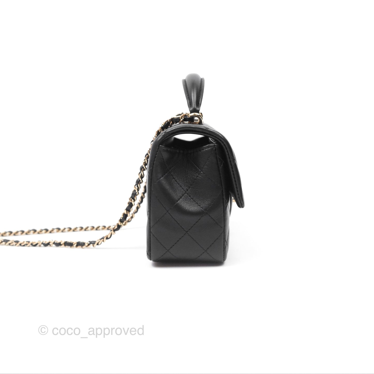 Chanel Top Handle Mini Rectangular Flap Bag Black Lambskin Gold Hardware