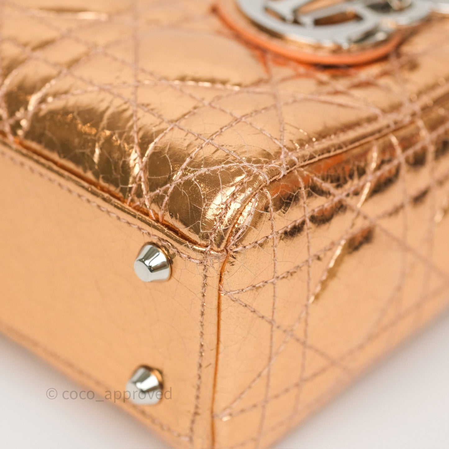Christian Dior Mini Lady Dior Metallic Copper Cannage Silver Hardware