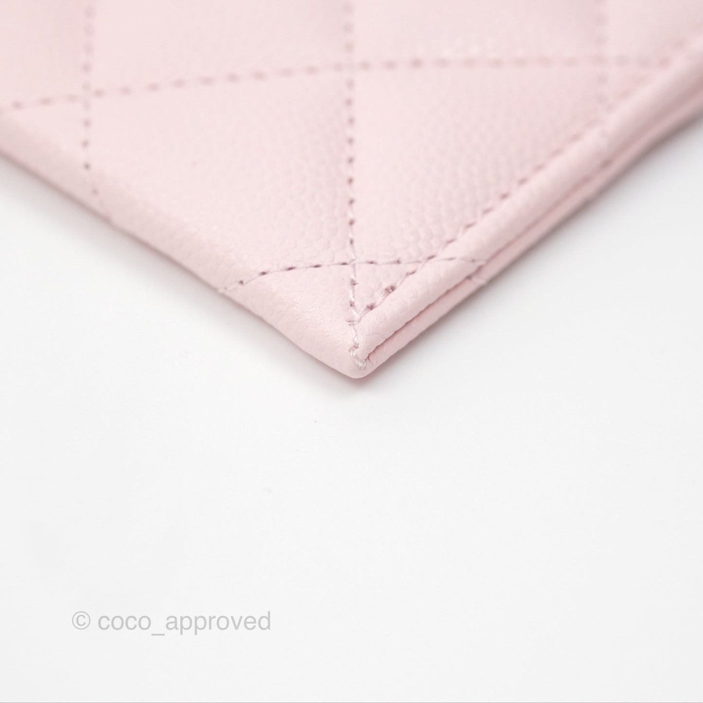 Chanel Quilted Flat Card Holder Light Pink Caviar