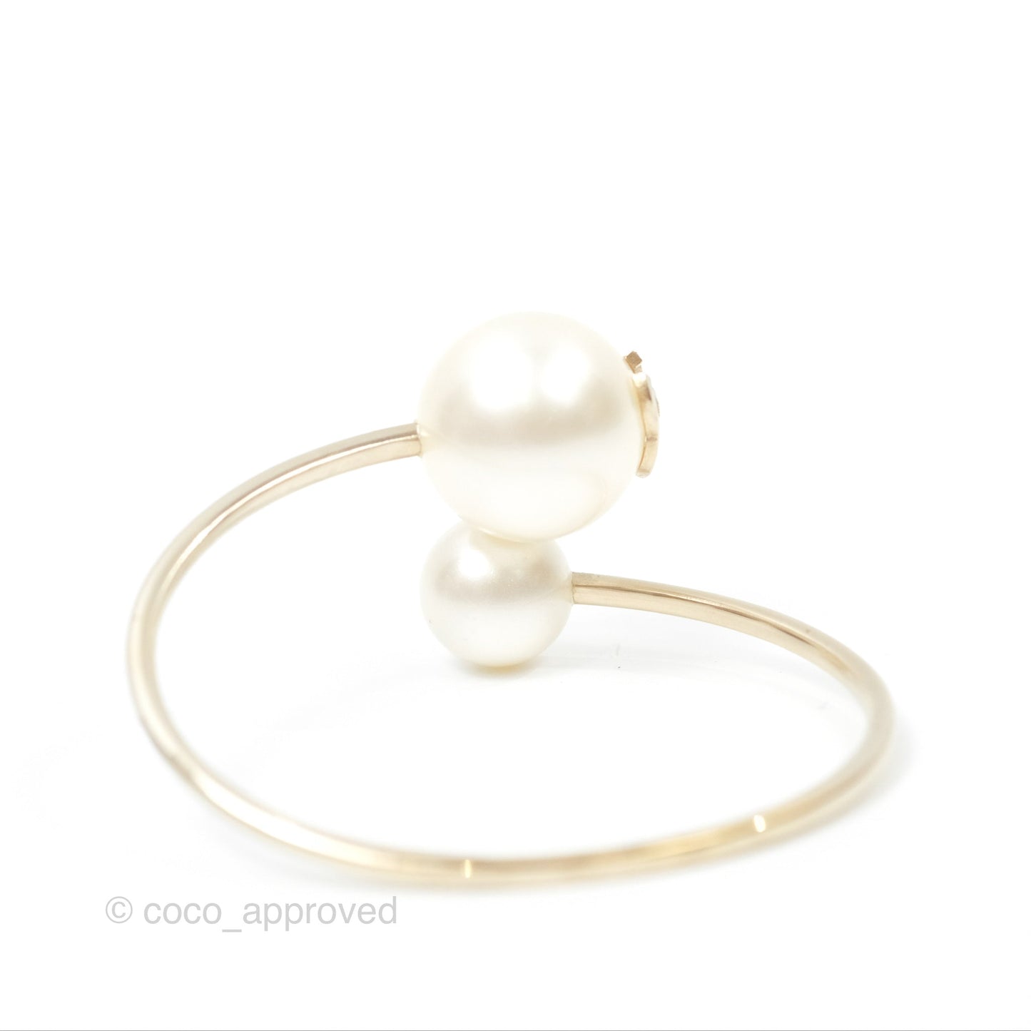 Chanel CC Pearl Bangle Gold Tone 14B