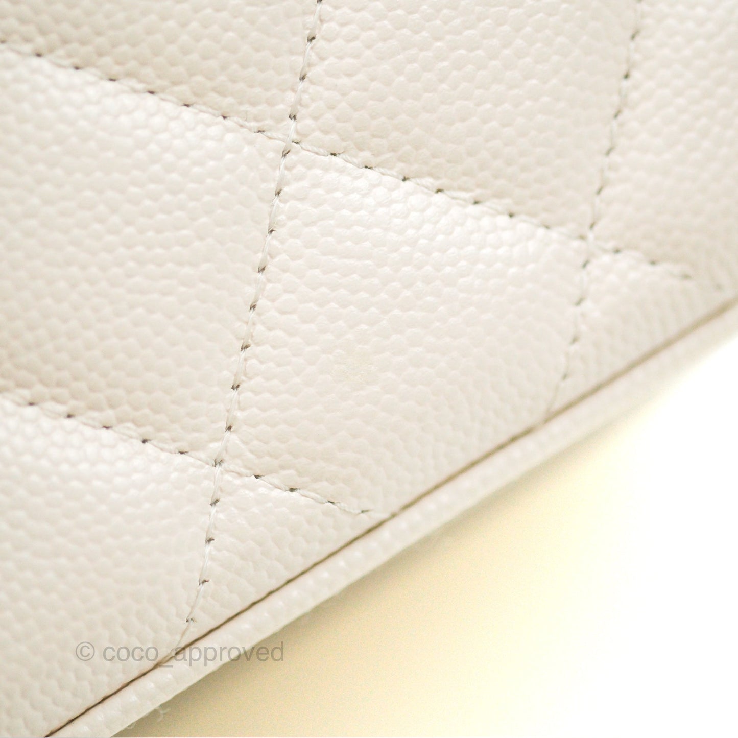 Chanel Quilted Top Handle Vanity Case White Caviar Gold Hardware