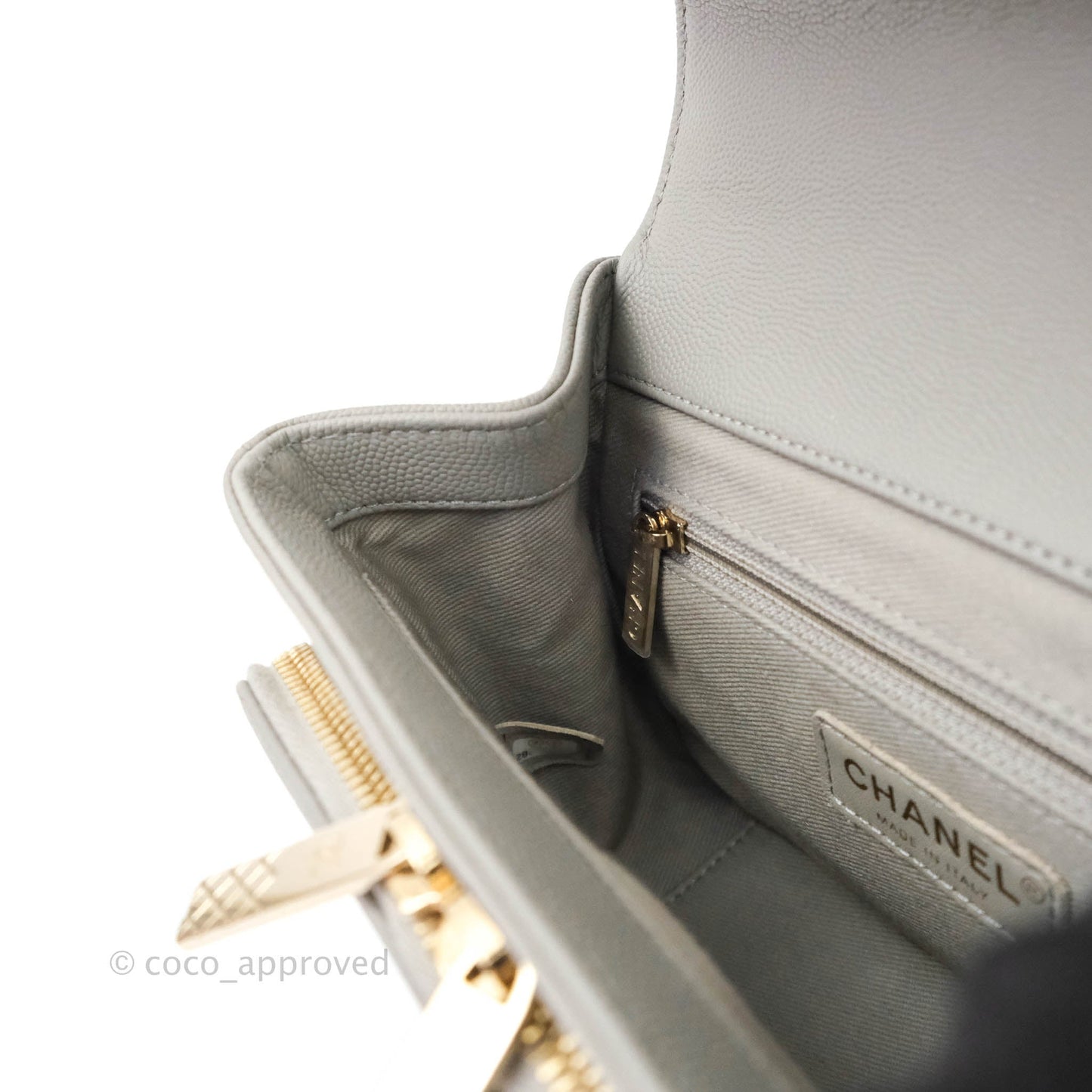 Chanel Quilted Small Business Affinity Flap Grey Caviar Gold Hardware