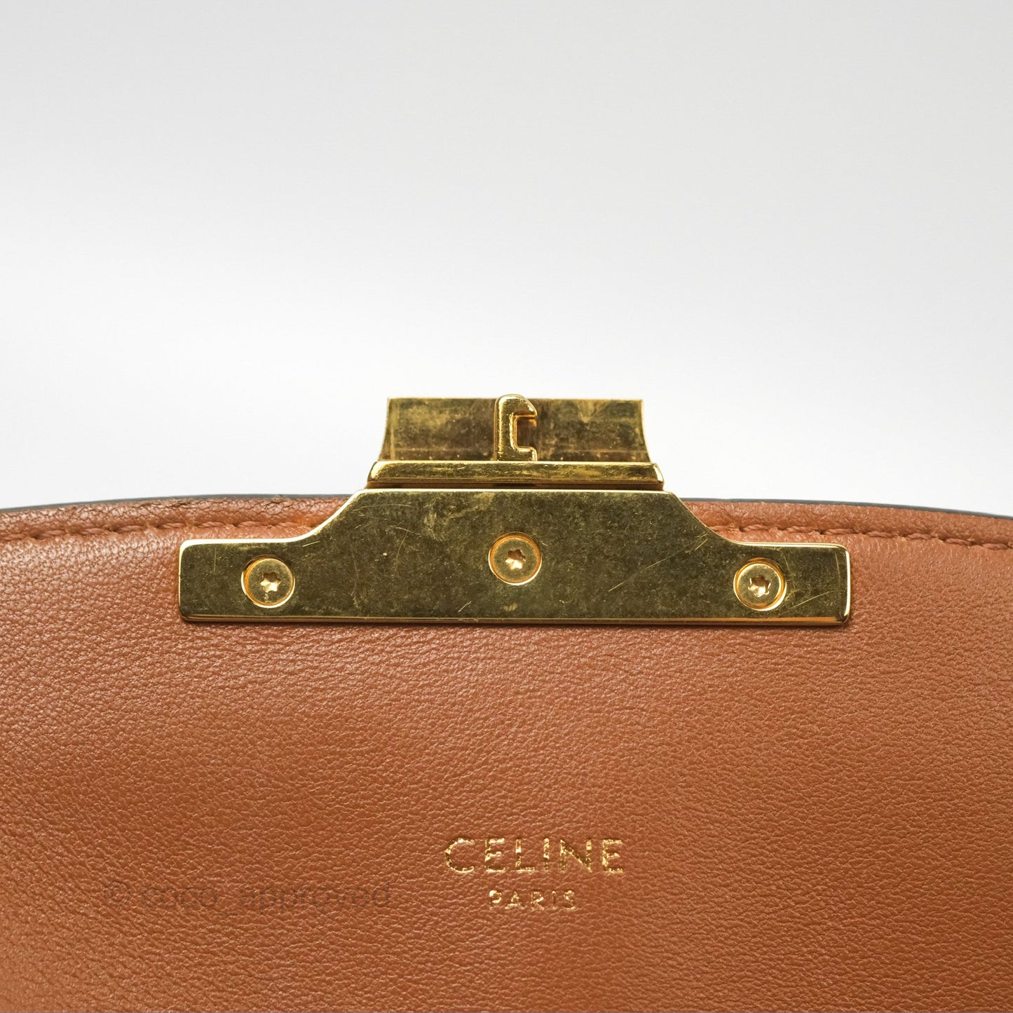 Celine Medium Triomphe Bag Triomphe Canvas Tan Calfskin