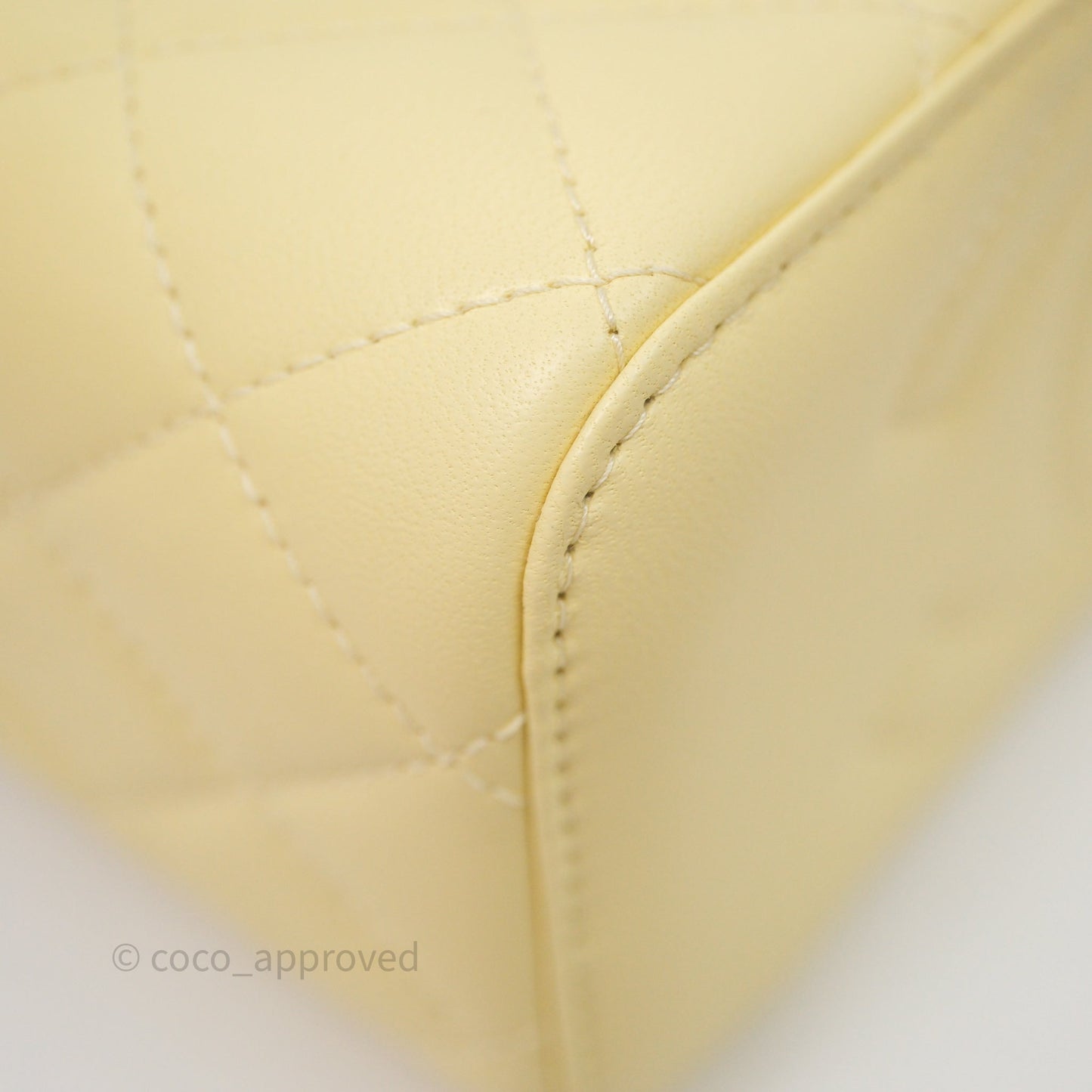 Chanel Quilted Vanity Rectangular with Camellia Adjustable Chain Yellow Lambskin