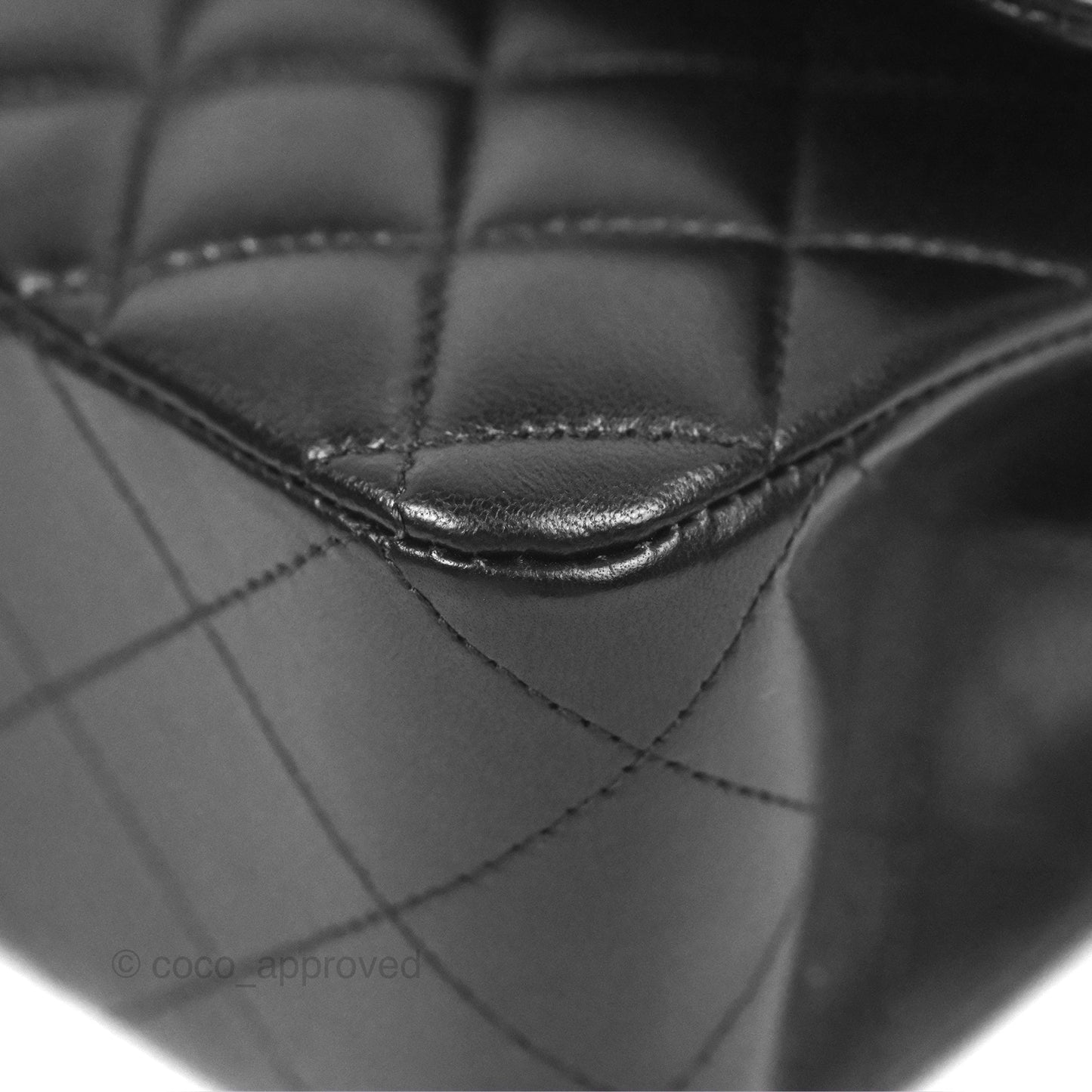 Chanel Classic M/L Medium Flap Quilted Black Lambskin Silver Hardware