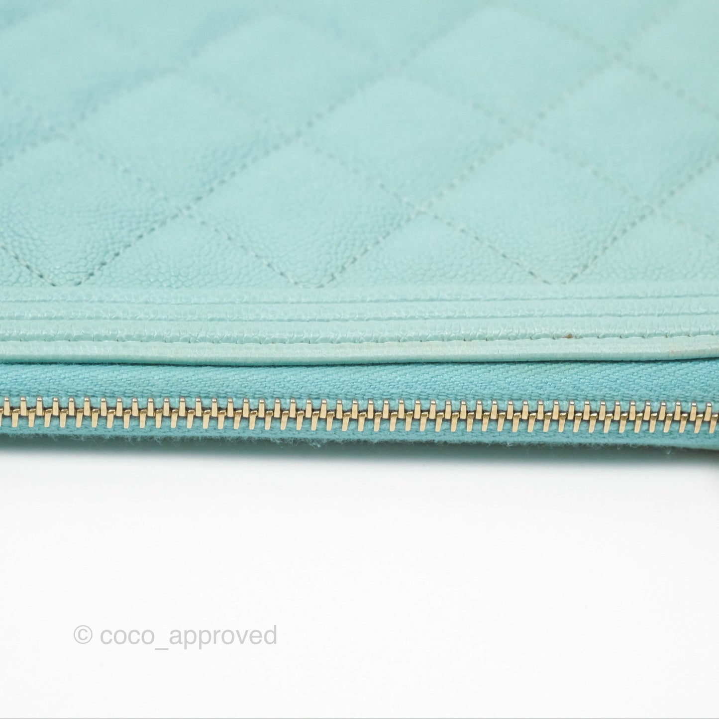 Chanel Medium O Case Boy Tiffany Blue Caviar Gold Hardware