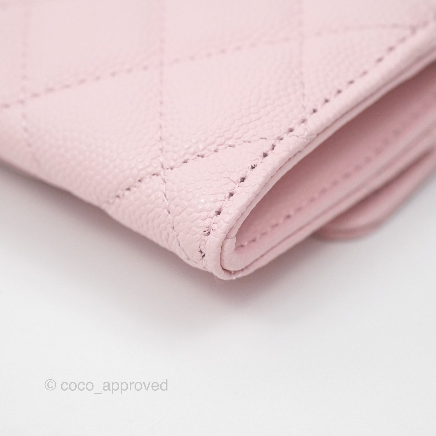Chanel Quilted Flap Card Holder Caviar Pink Gold Hardware