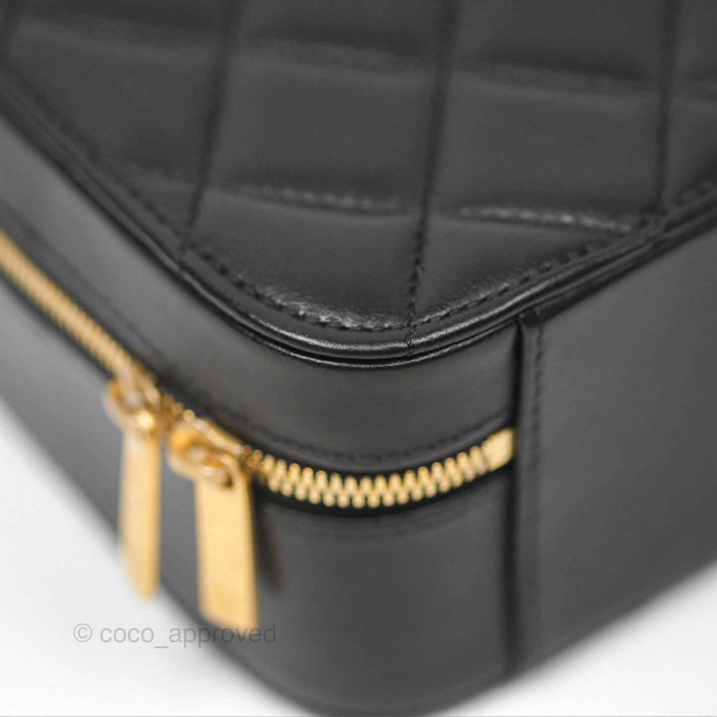 Chanel Top Handle Vanity Case Black Lambskin Aged Gold Hardware 22A