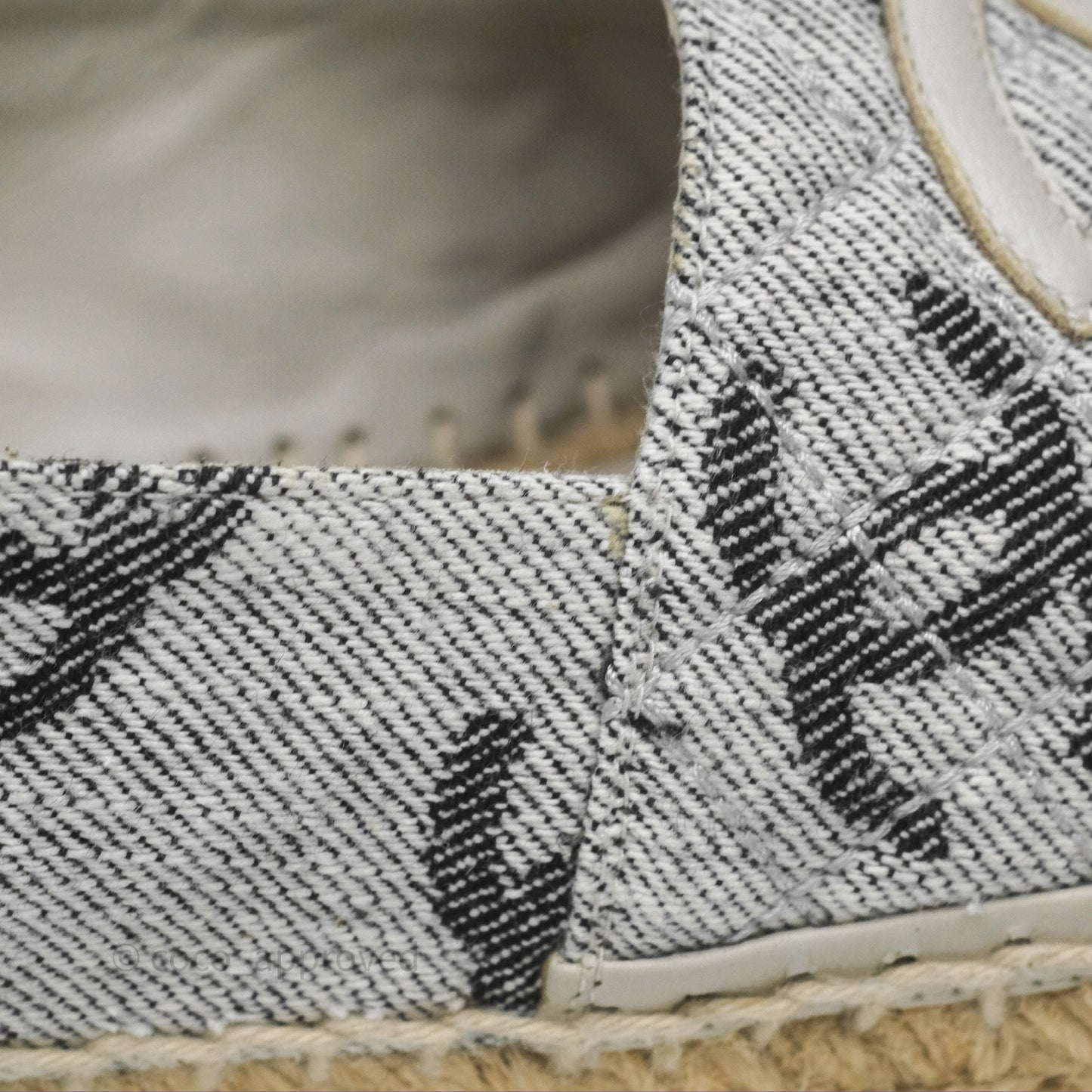 Chanel CC Espadrilles in Grey Cotton Jacquard Black Grosgrain 22S Size 38