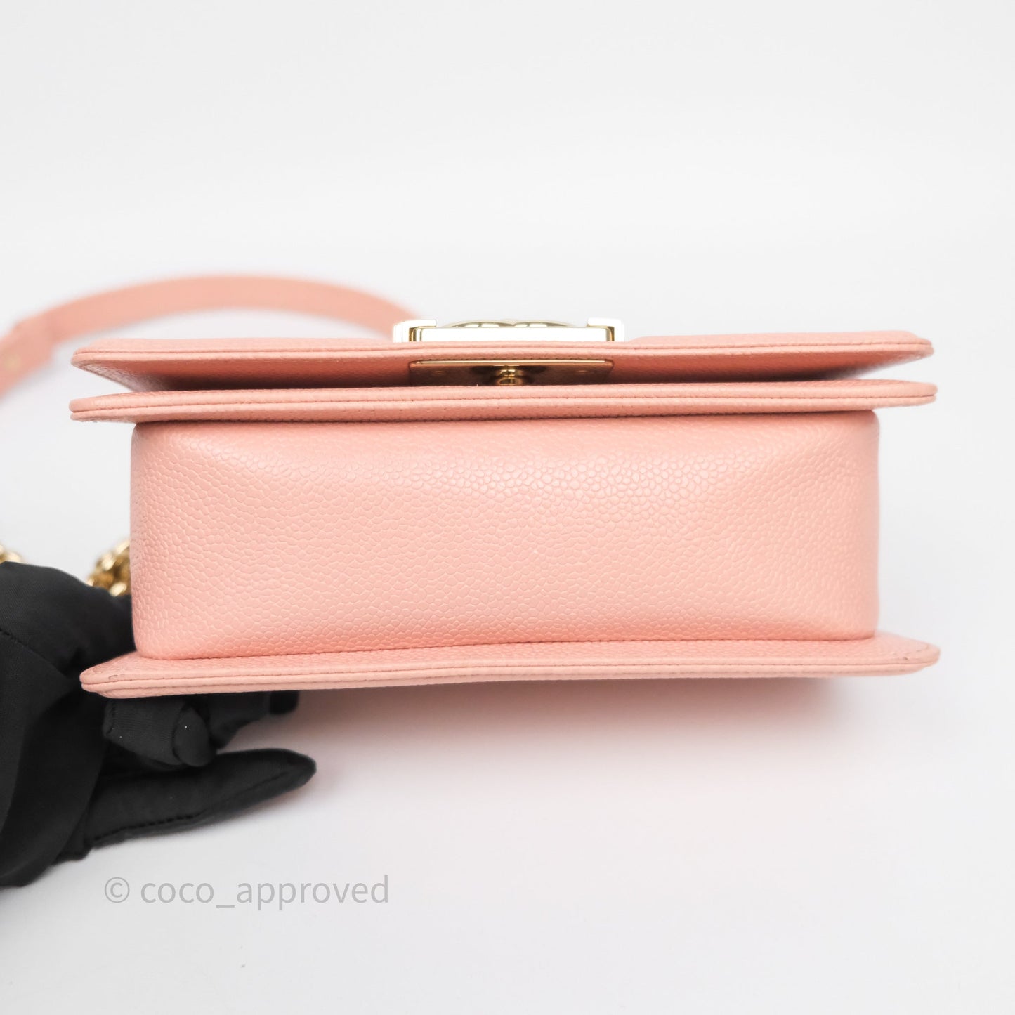 Chanel Small Boy Quilted Pink Caviar Gold Hardware
