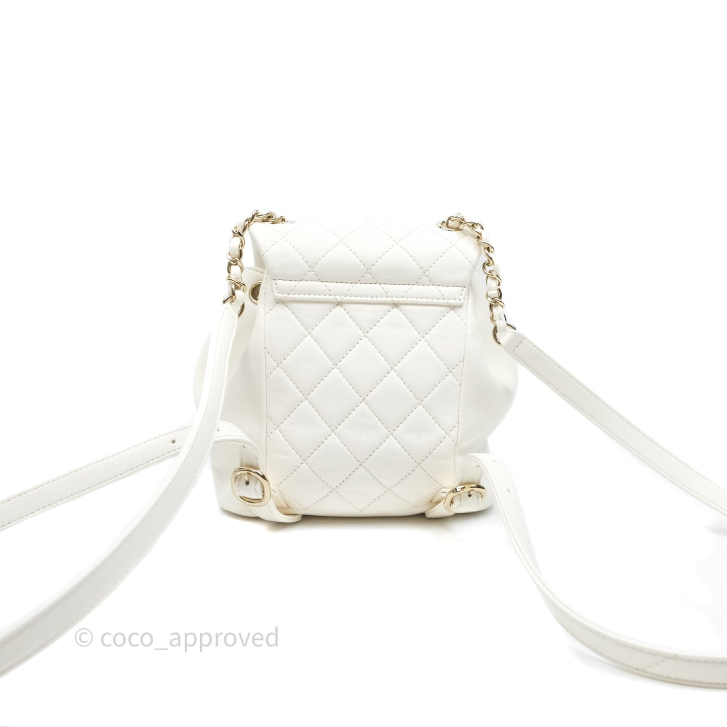 Chanel Quilted Small Duma Drawstring Backpack White Calfskin Gold Hardware