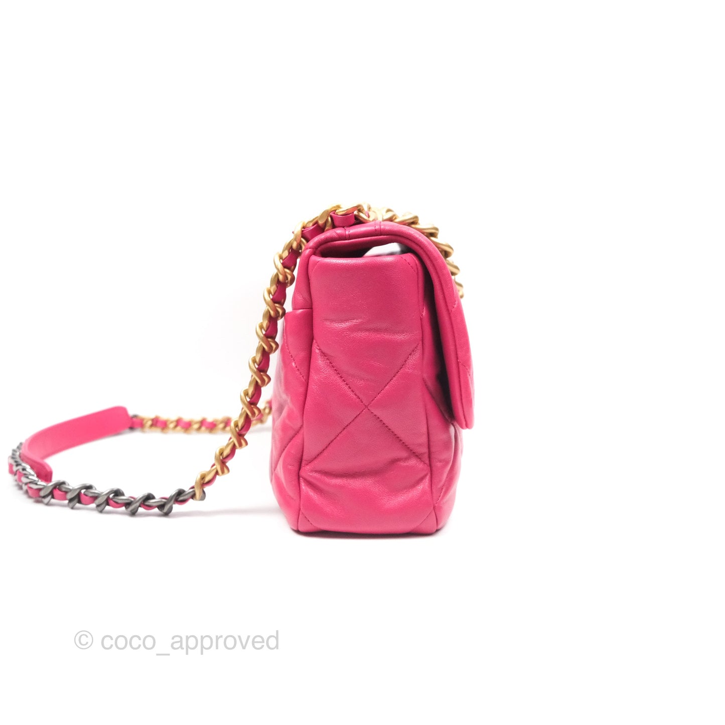 Chanel 19 Large (Medium) Dark Pink Goatskin Mixed Hardware