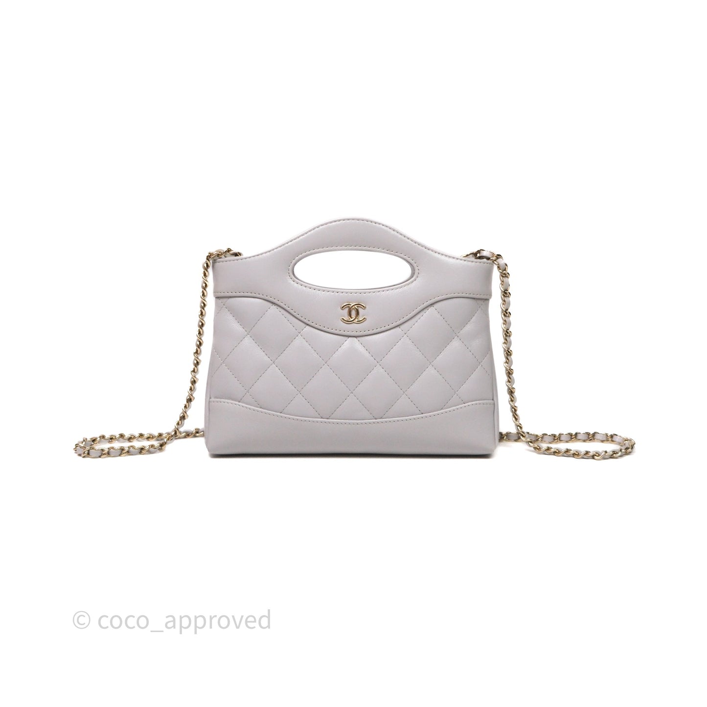 Chanel Nano 31 Grey Shiny Lambskin Gold Hardware